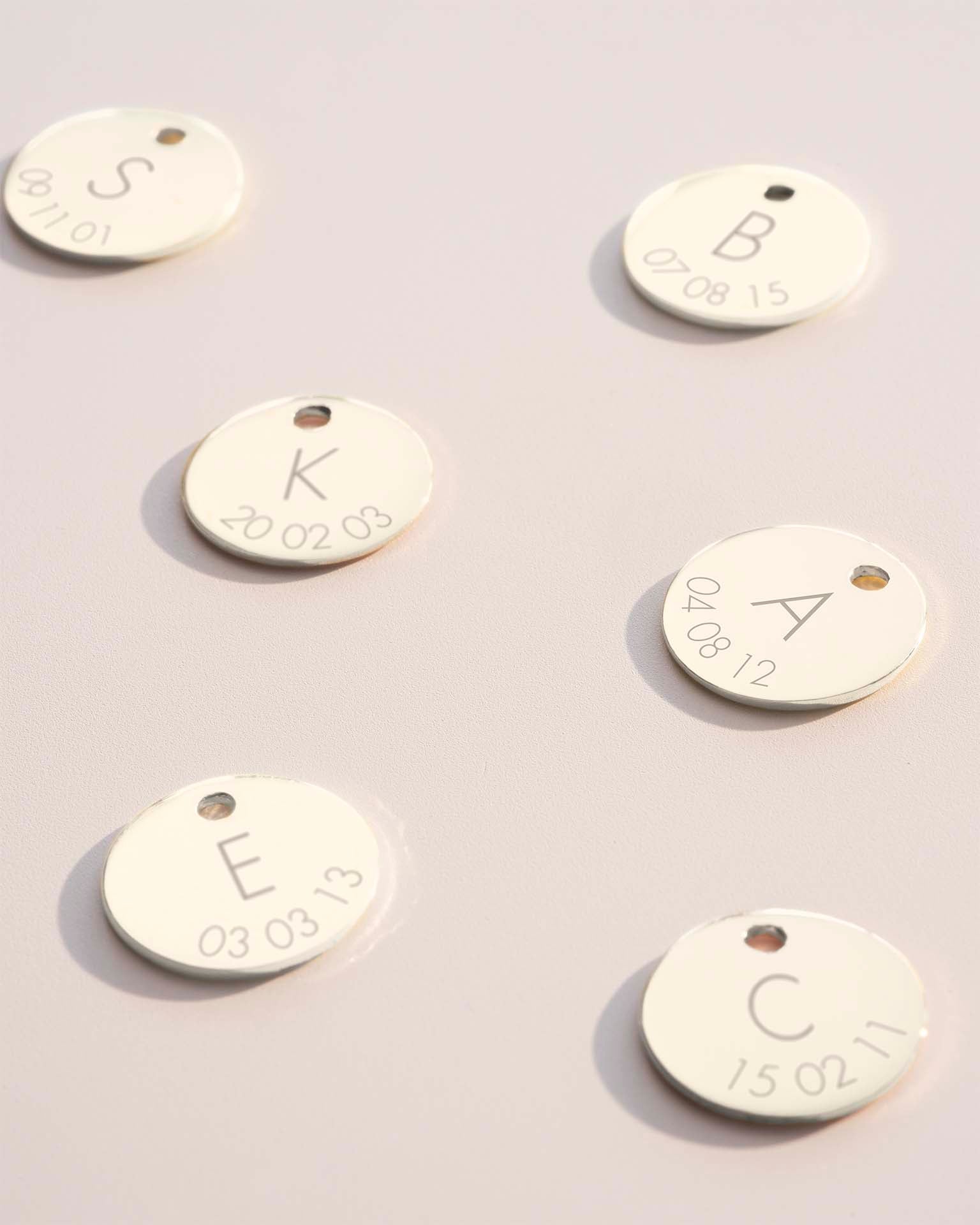 Silver Add a 12mm Initial and Date Disc Charm