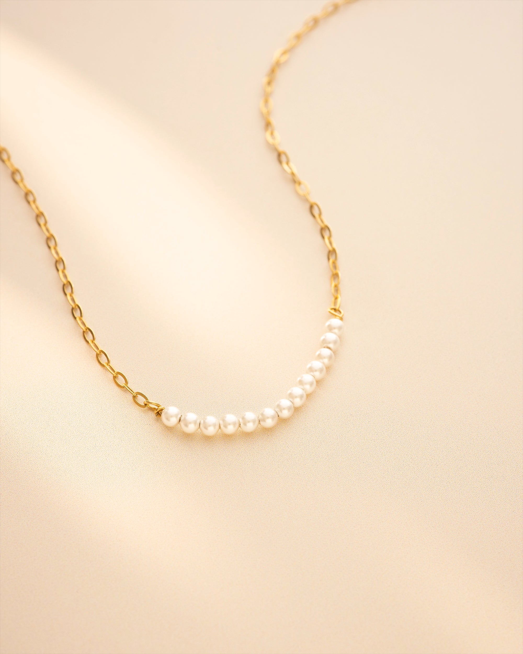 Gold Anja Personalised Pearl Necklace