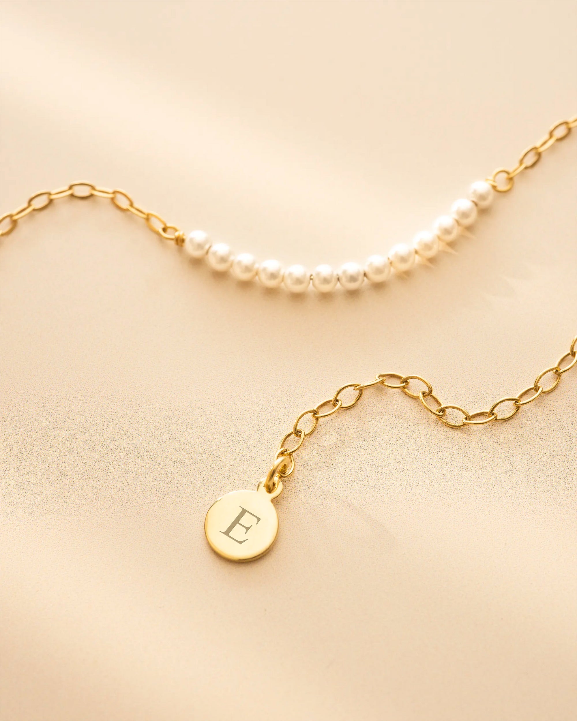 Gold Anja Personalised Pearl Necklace