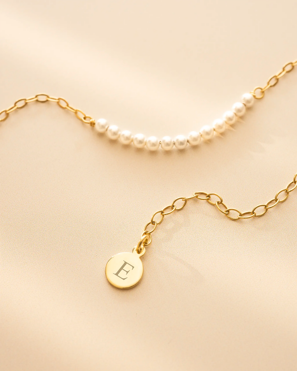 Gold Anja Personalised Pearl Necklace