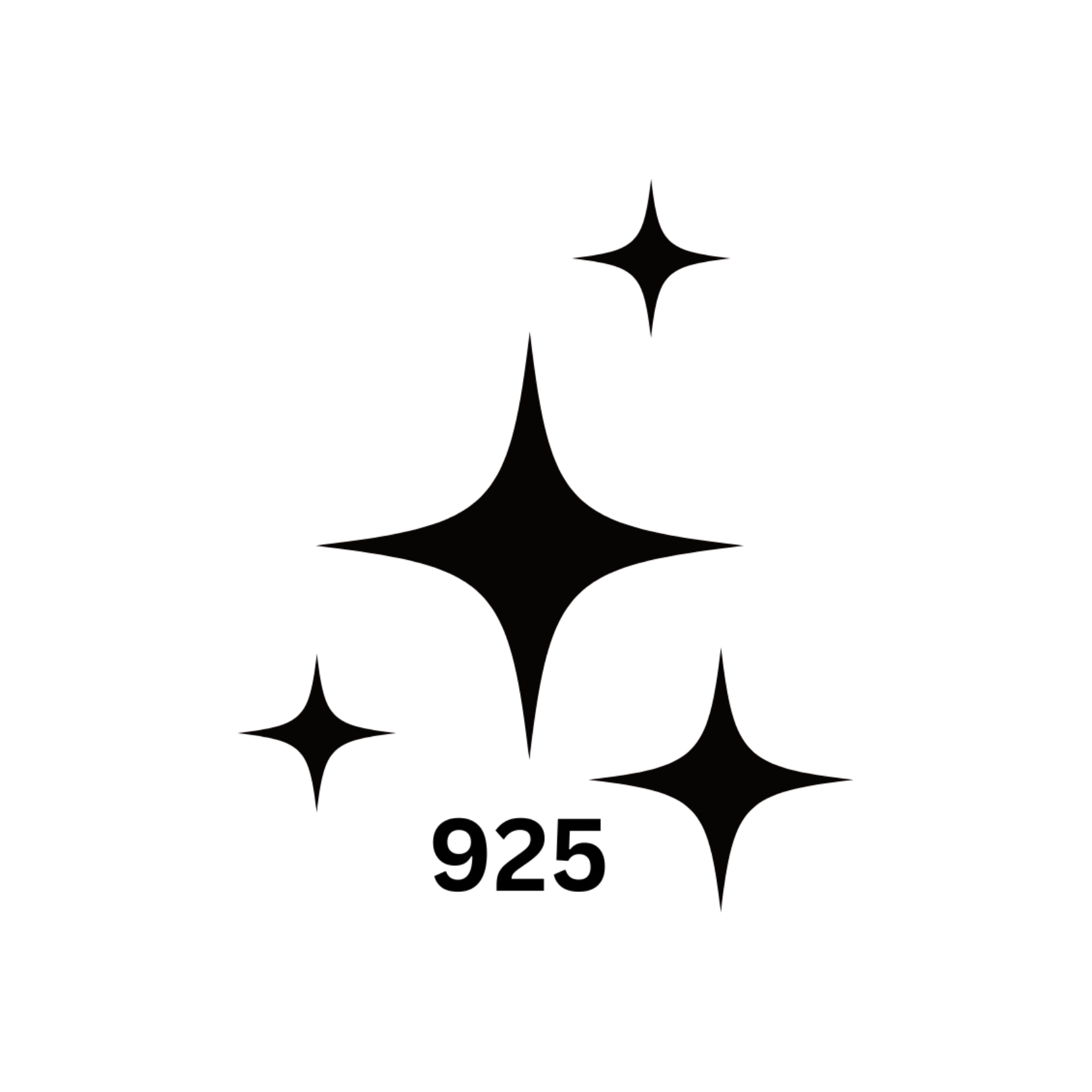 Black starburst design with the number 925 on a white background