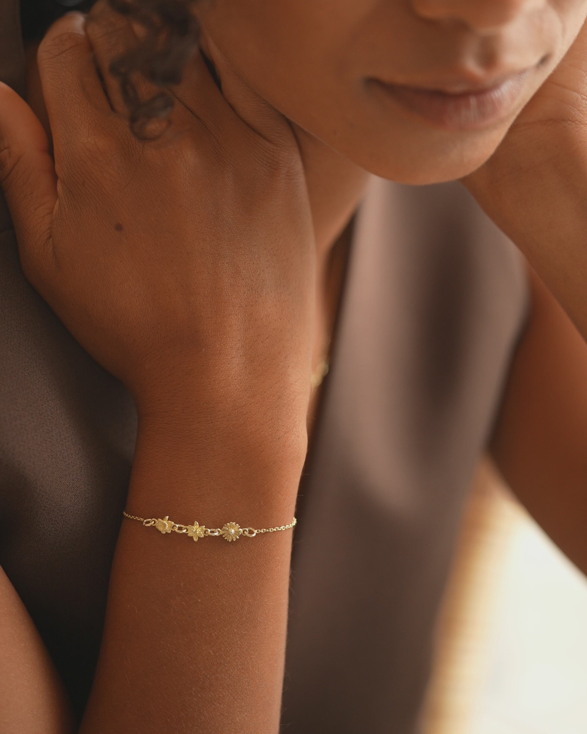 Gold Family Birth Flower Personalised Slider Bracelet