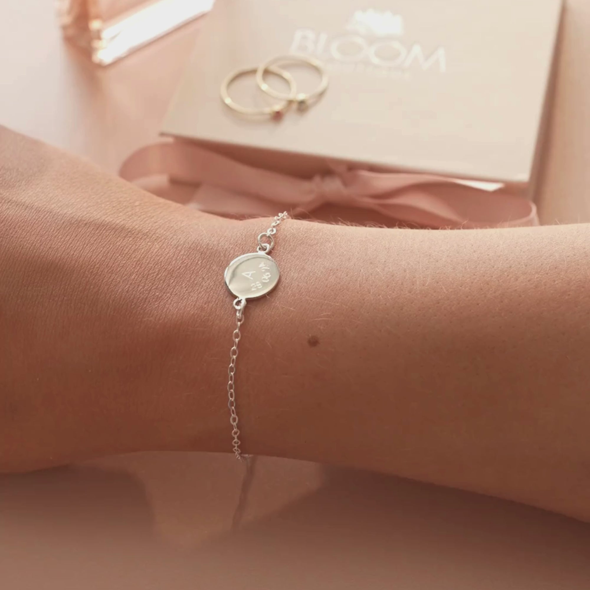 Silver Initial and Date Personalised Bracelet