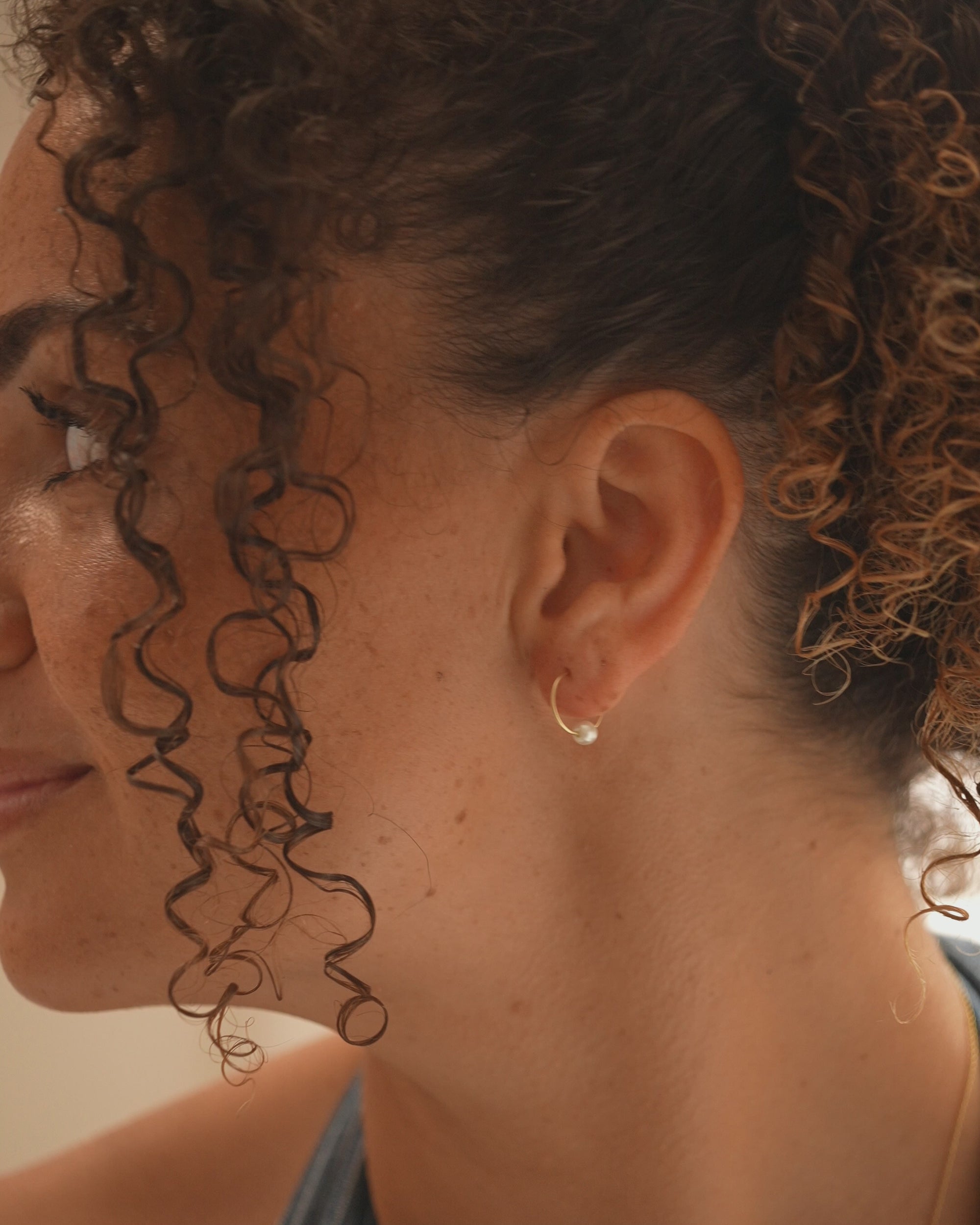 Gold Isabella Pearl Hoop Earrings