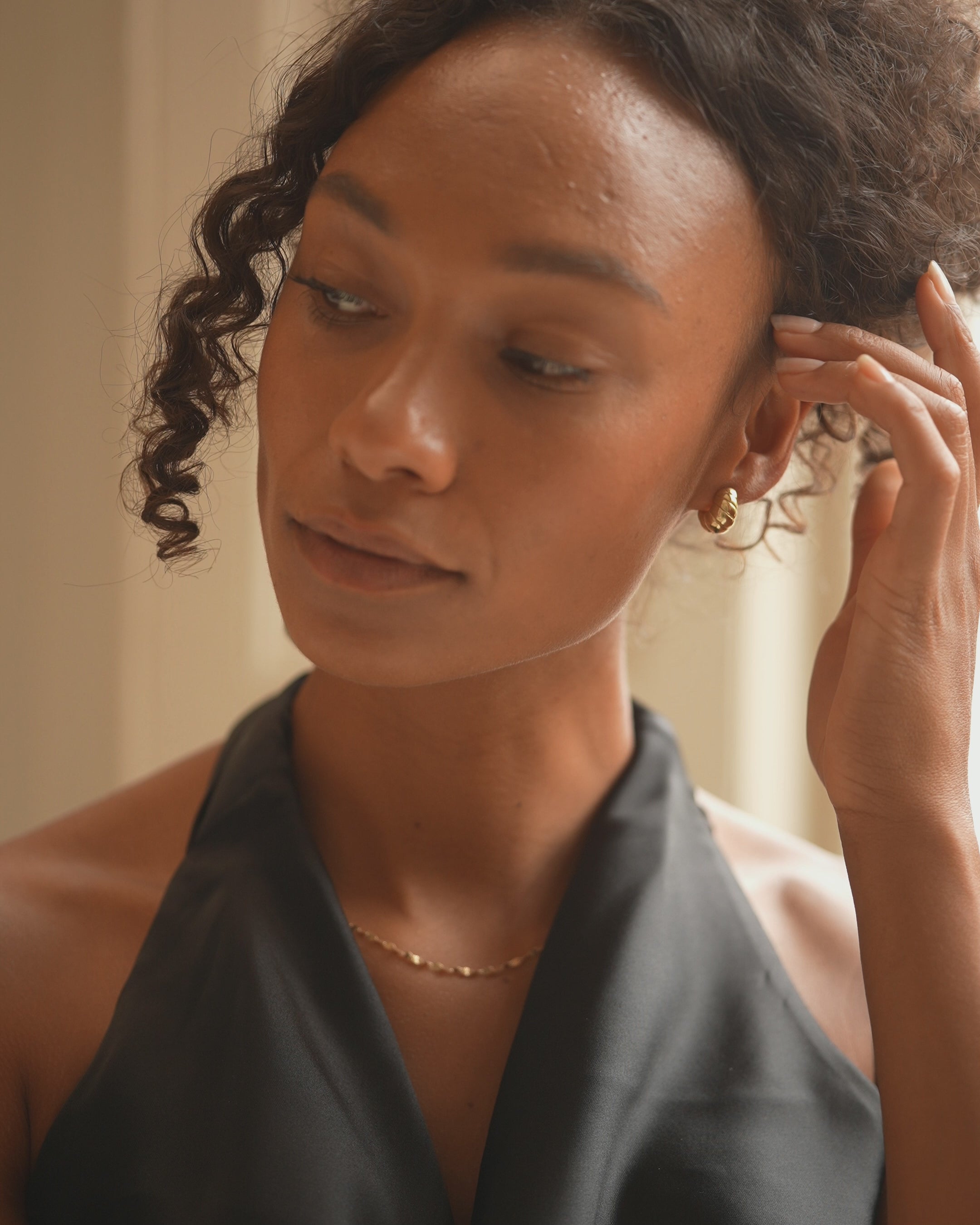 Gold Ripple Statement Hoop Earrings