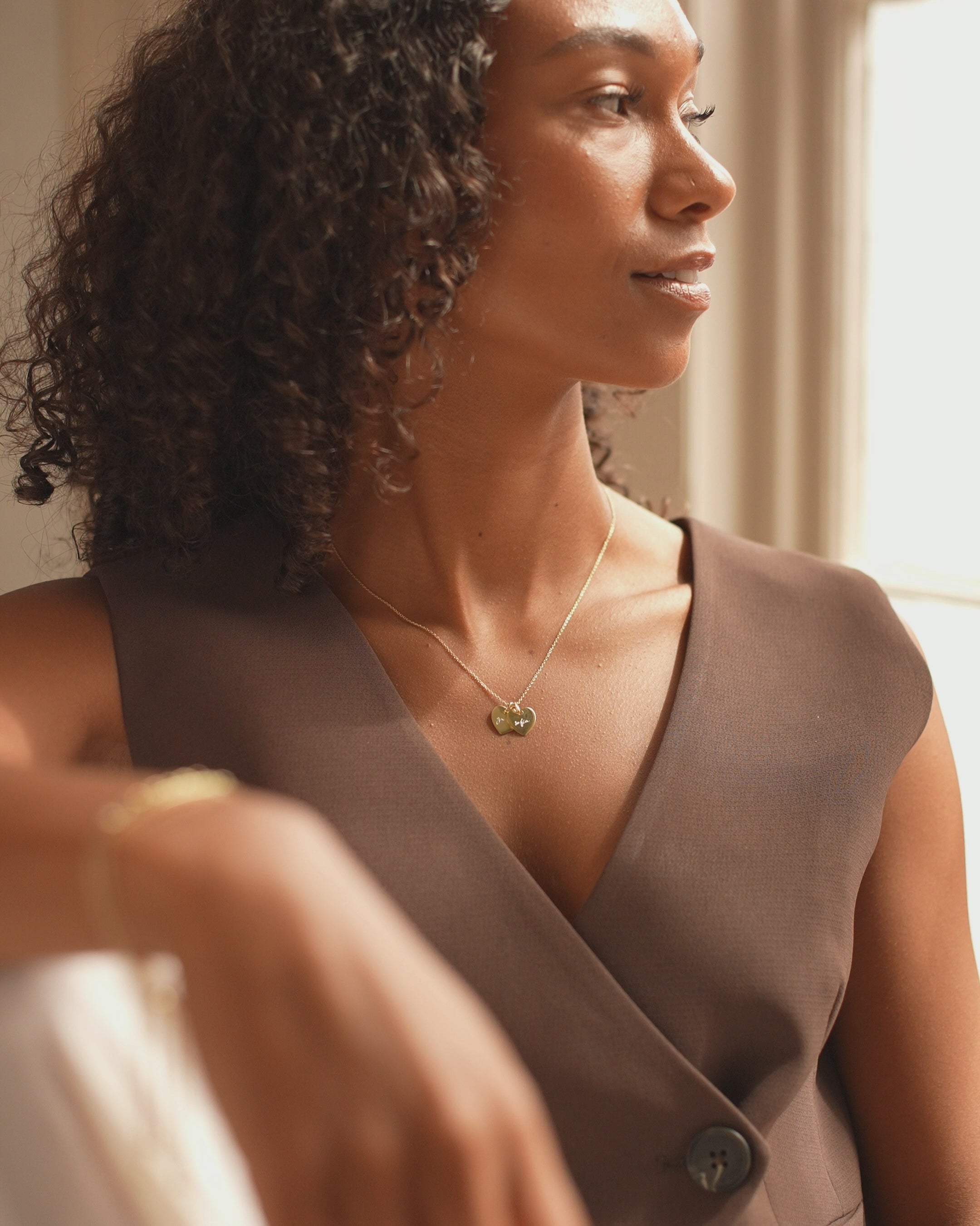 Silver Personalised Double Heart Name Necklace