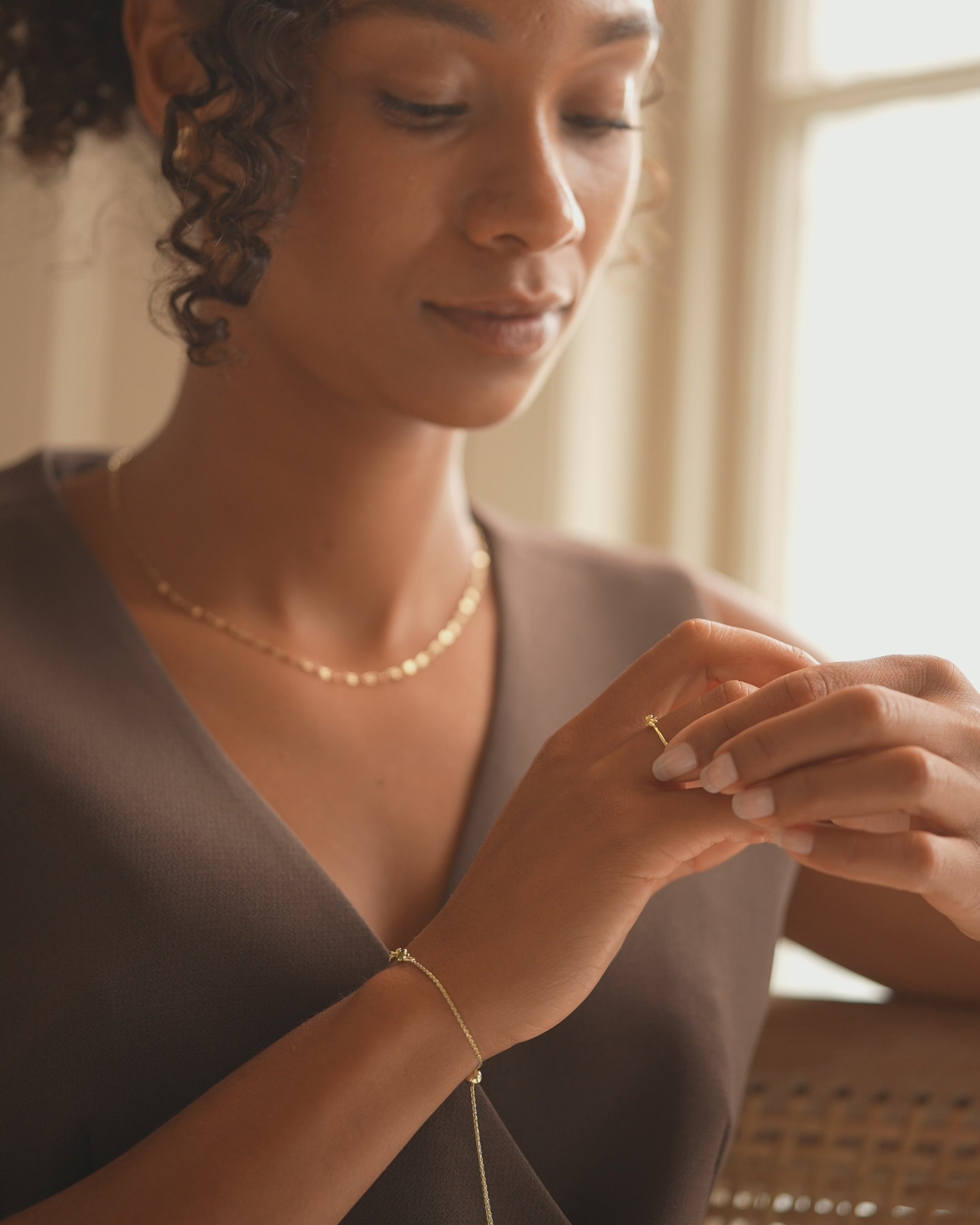 Gold ring with birth flower