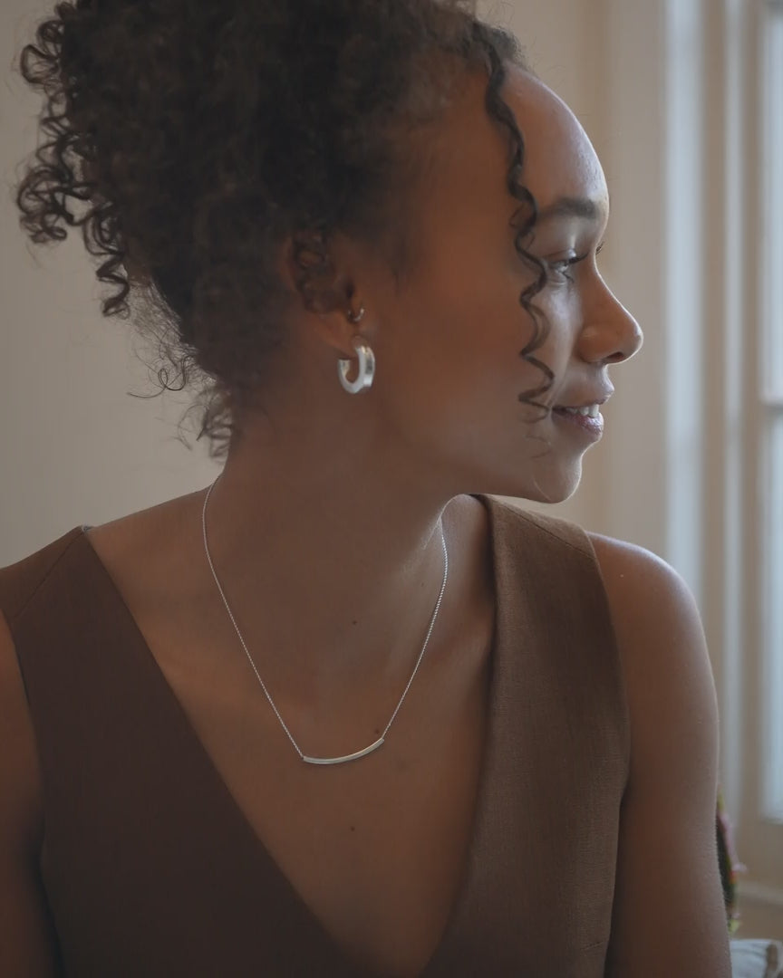 Gold Curved Skinny Bar Hidden Message Personalised Necklace