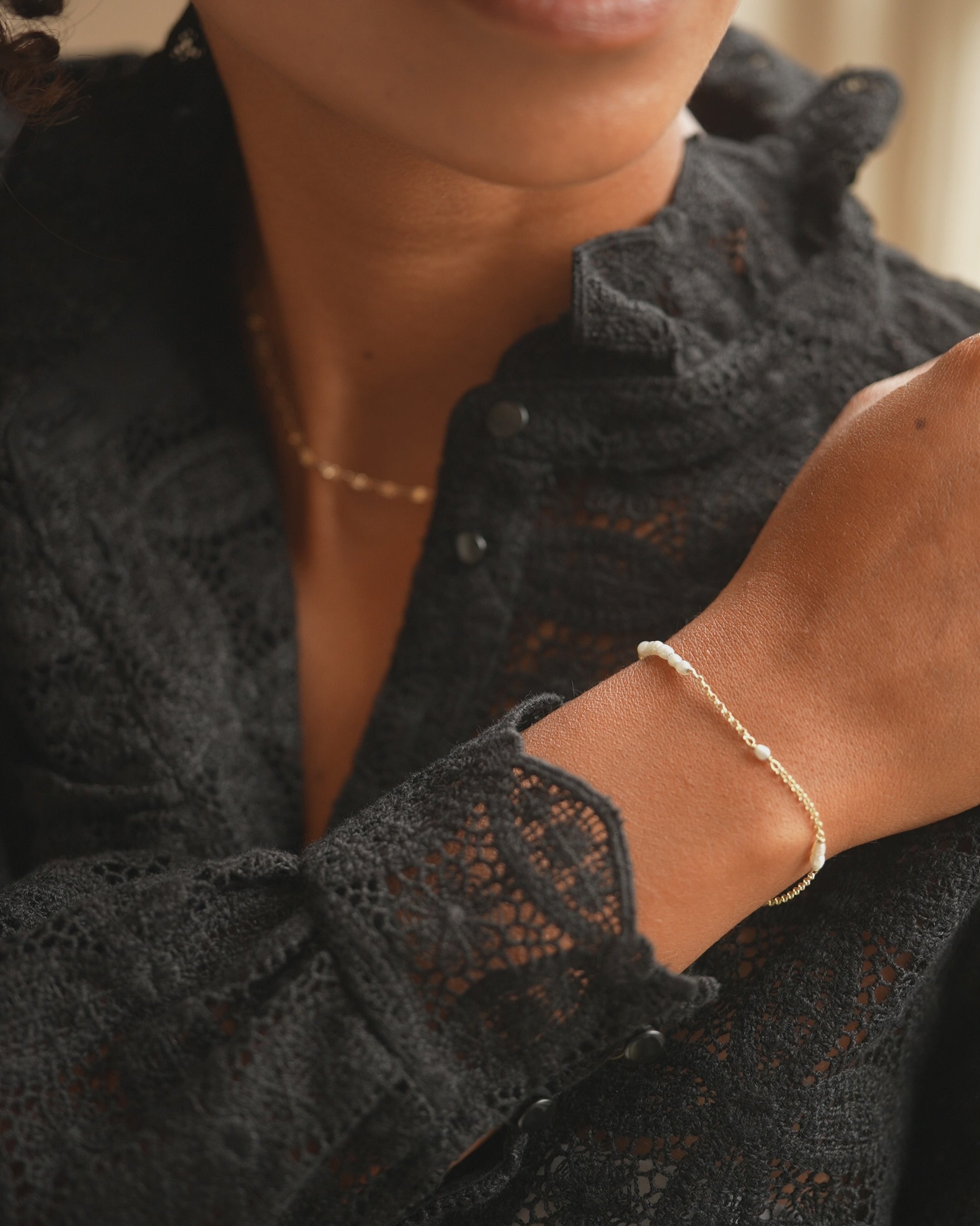 Gold Anja Split Personalised Pearl Bracelet