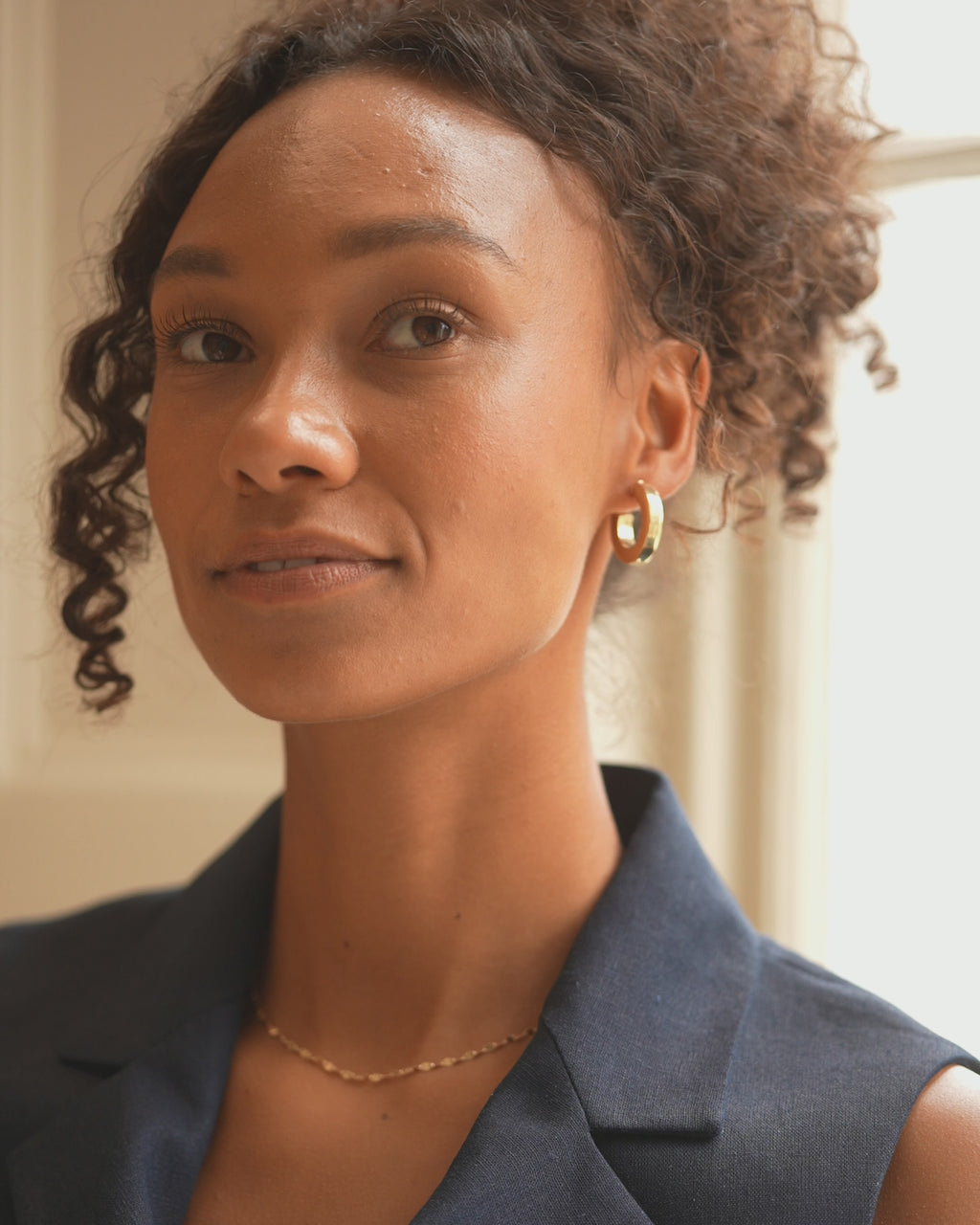 Silver Contemporary Statement Hoop Earrings