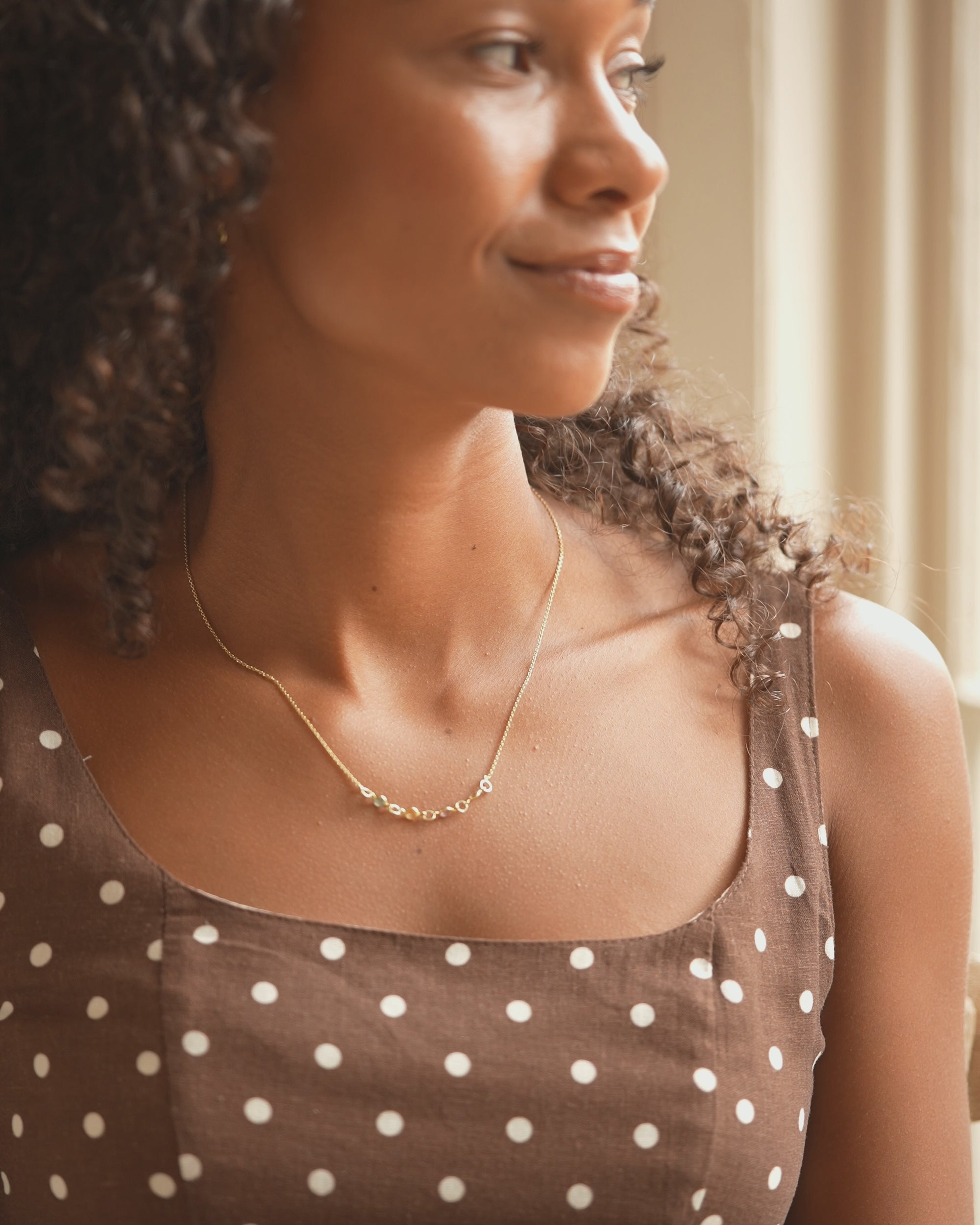 Gold Family Mini Birthstone Necklace