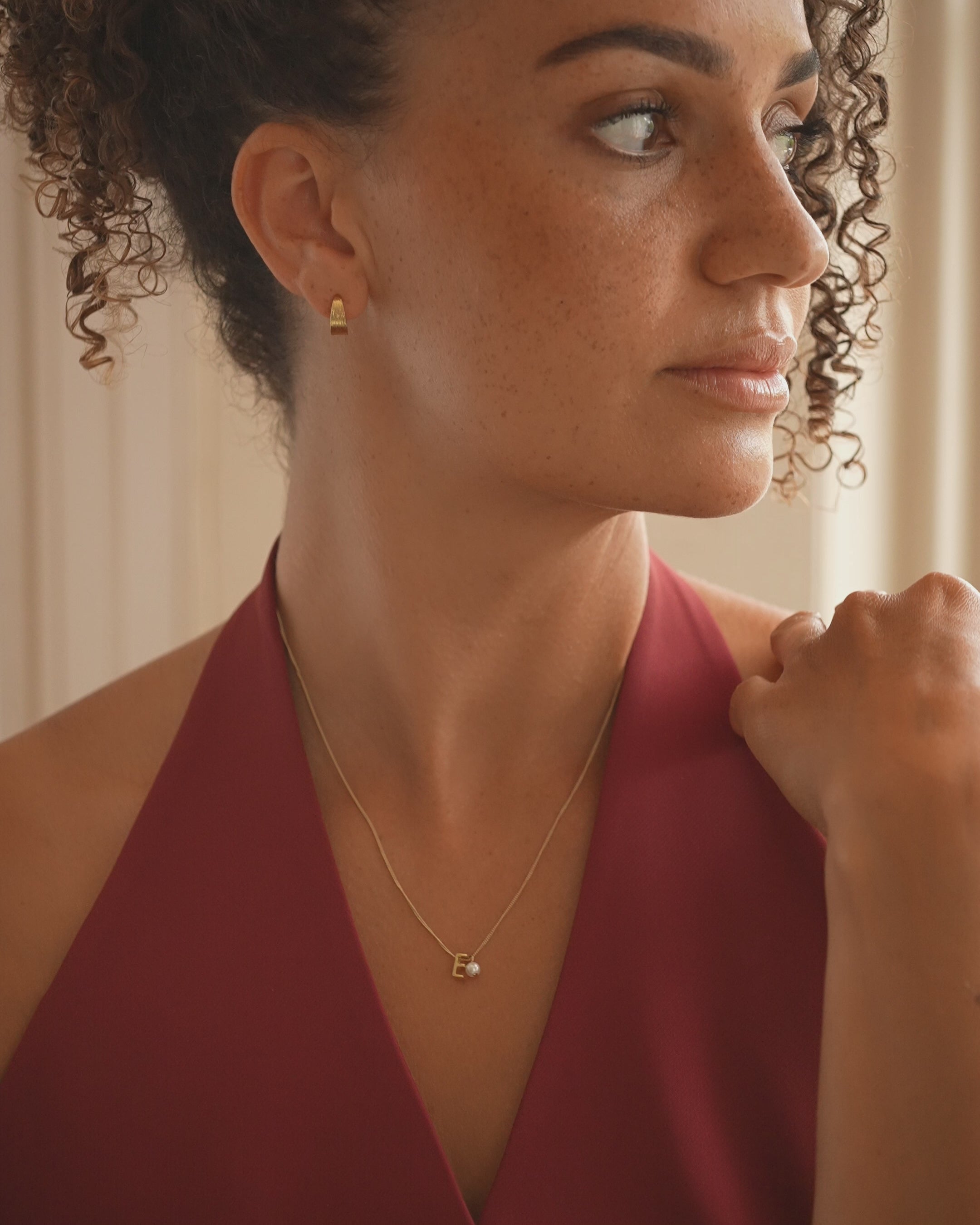 Silver Slide on Letter and Mini Pearl Necklace