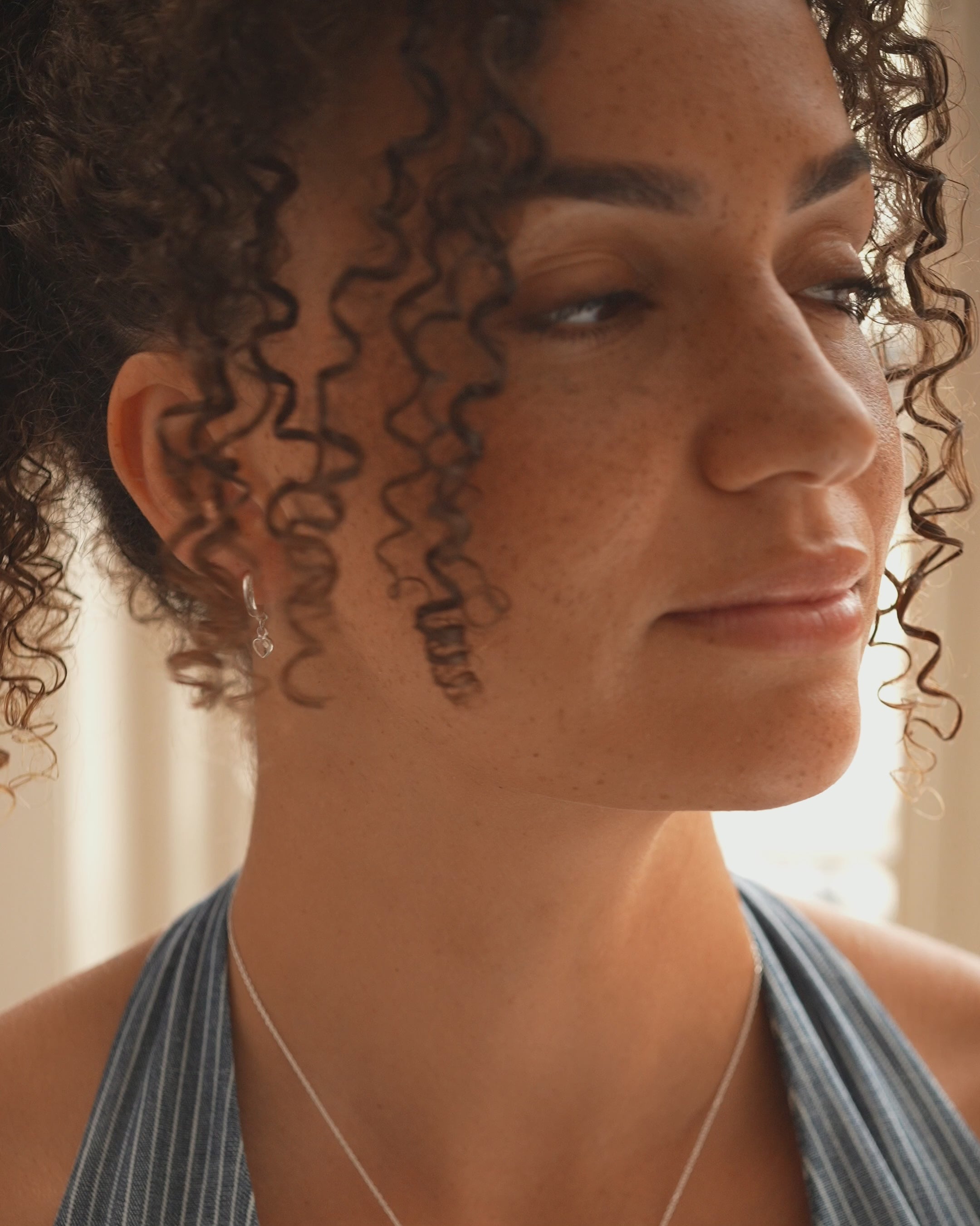 Gold Gemstone Heart Hoop Earrings