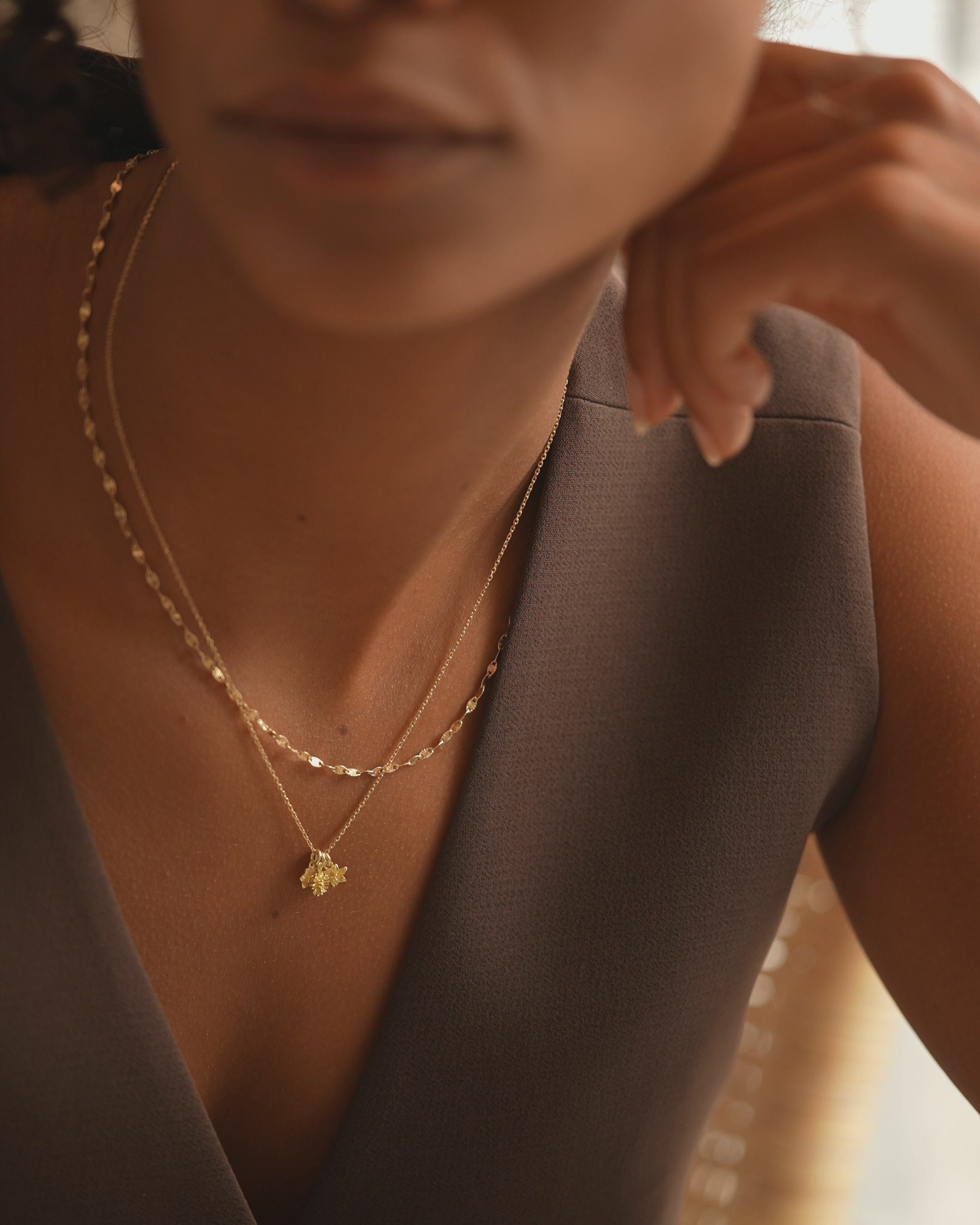 Gold Family Birth Flower Personalised Necklace