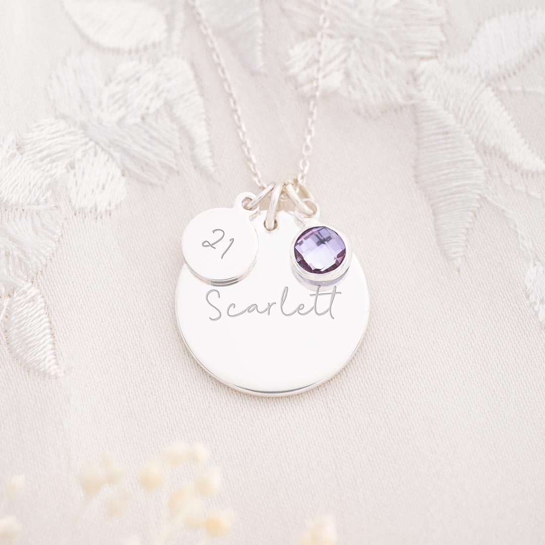 Personalised 21st Birthday Disc Name Necklace