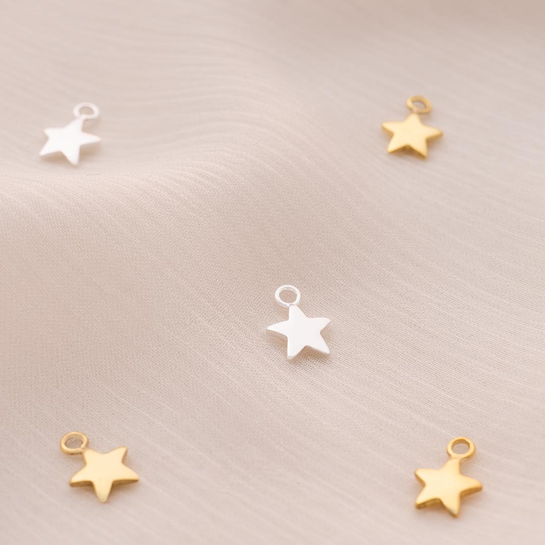 5mm star charm available in silver and champagne gold colourway