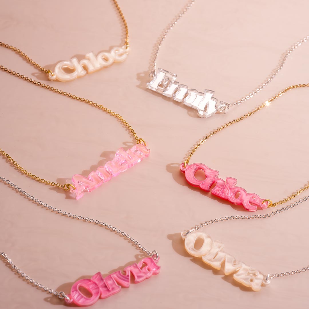 statement personalised name necklace in various colours