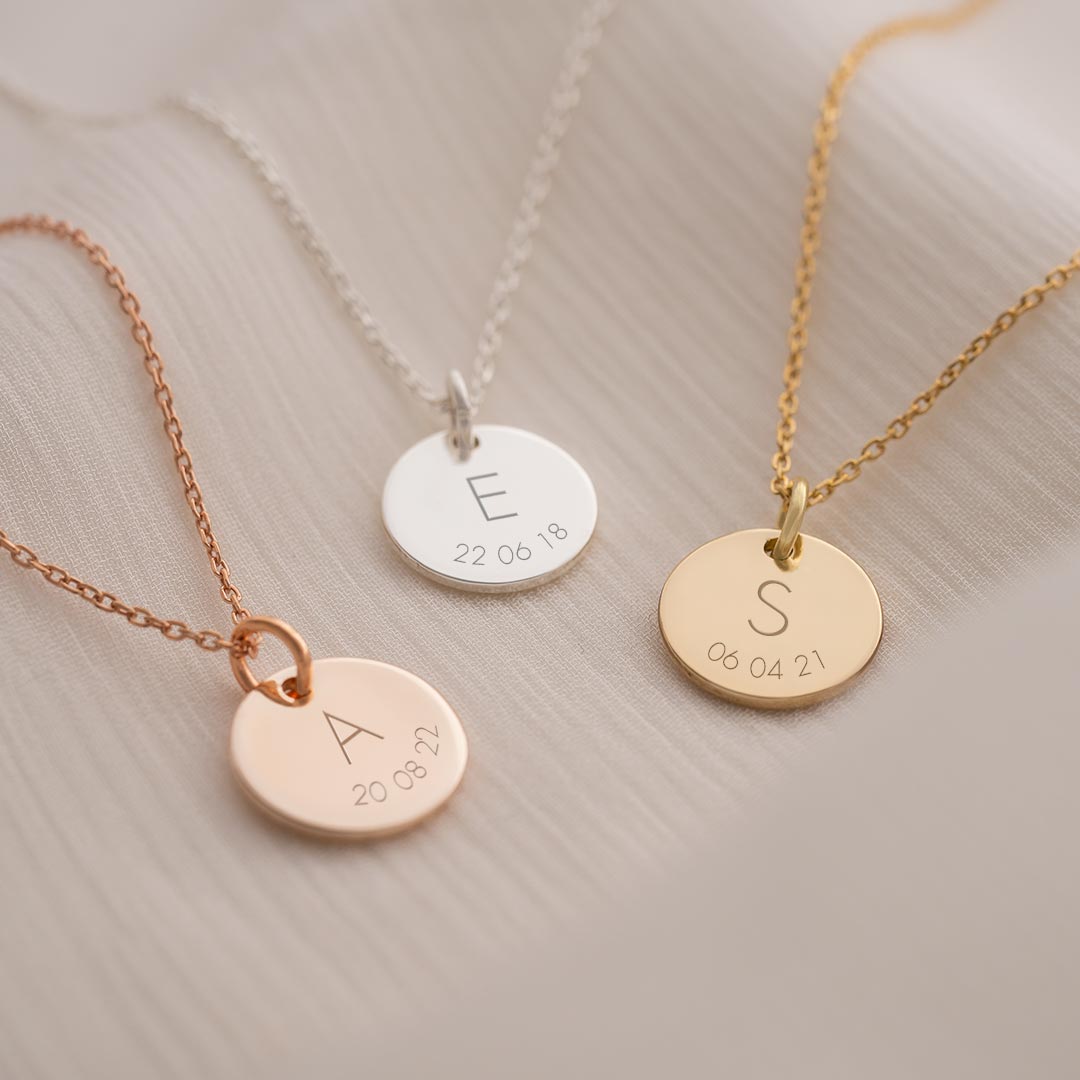 Personalised Sterling Silver Initial And Date Necklace Photo Bridesmaid Gift Set