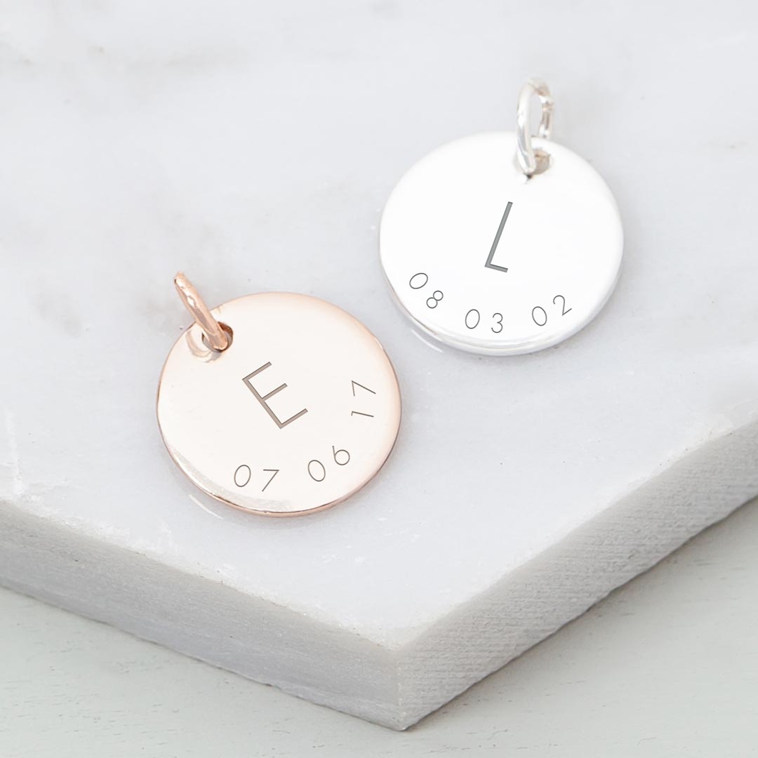 Add a Personalised Sterling Silver Initial And Date Charm