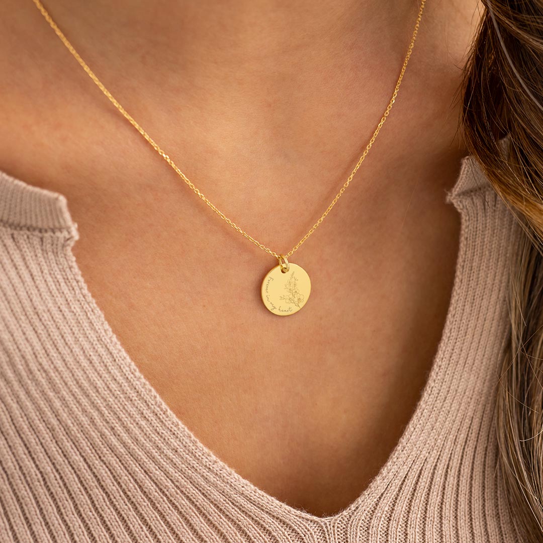 champagne gold plated meaningful flower memorial necklace