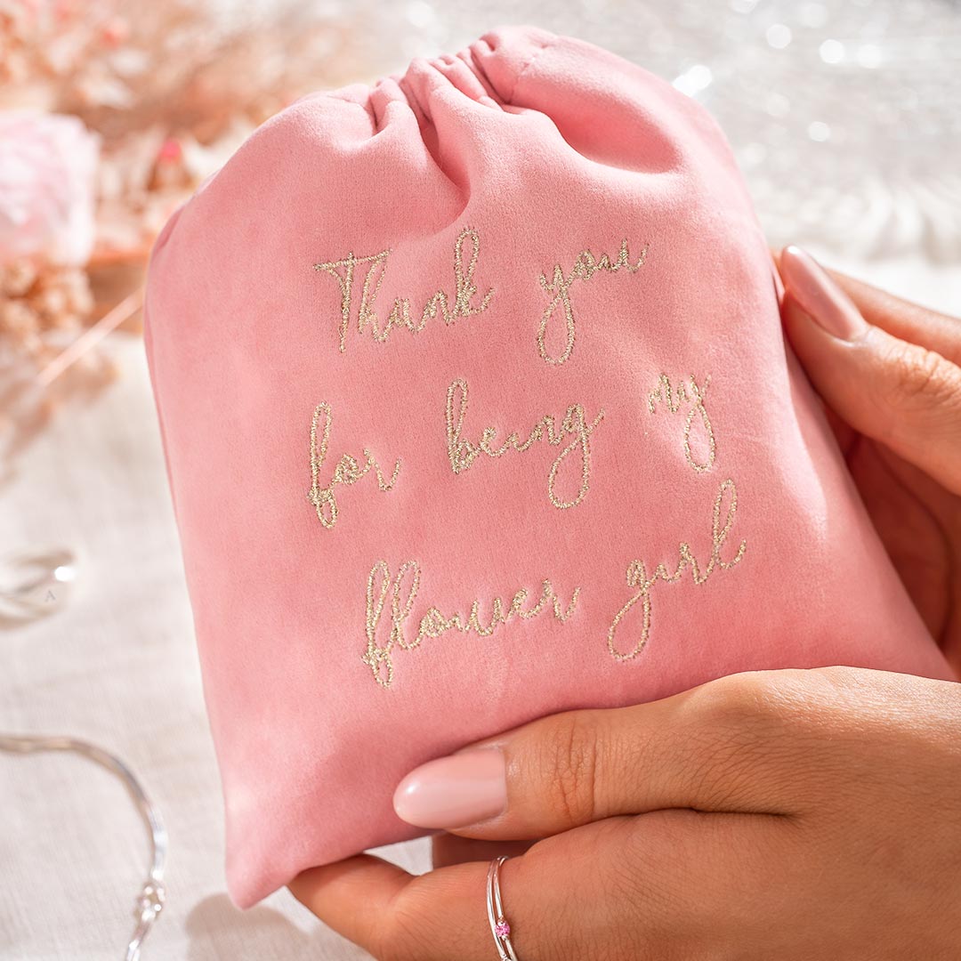 Blush Embroidered Suede Gift Pouch