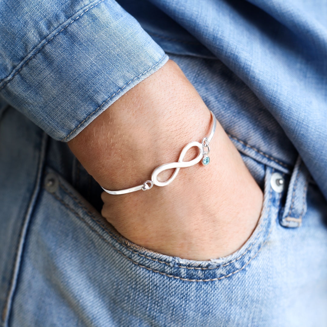 Chiara Birthstone Sterling Silver Infinity Bracelet