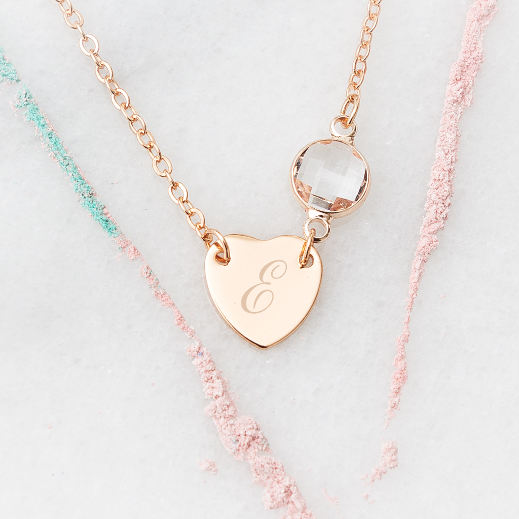 Chloe Heart Personalised Birthstone Necklace