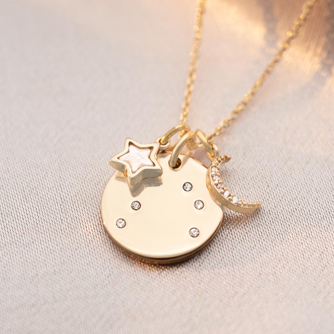 Constellation Crystal Disc and Charm Personalised Necklace
