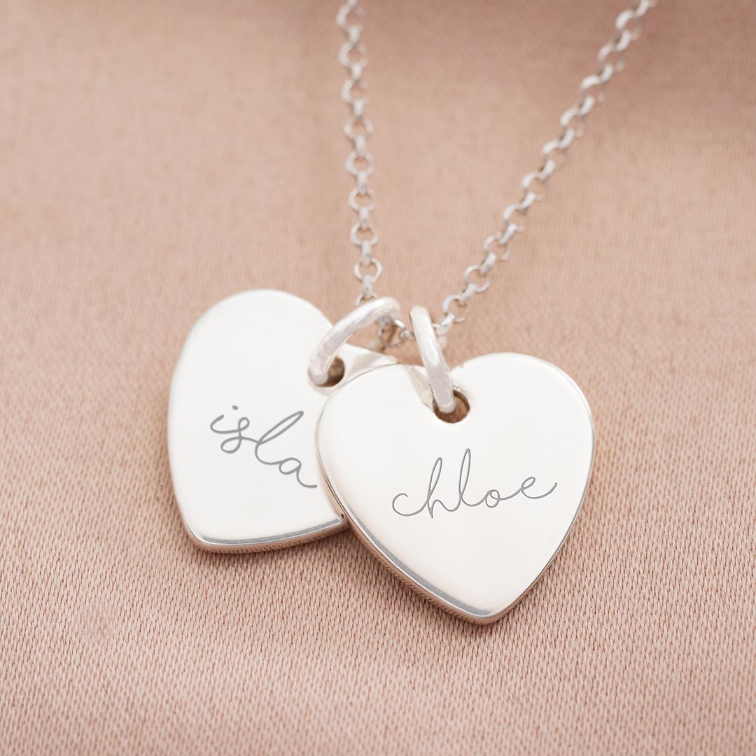 Personalised Double Heart Name Necklace