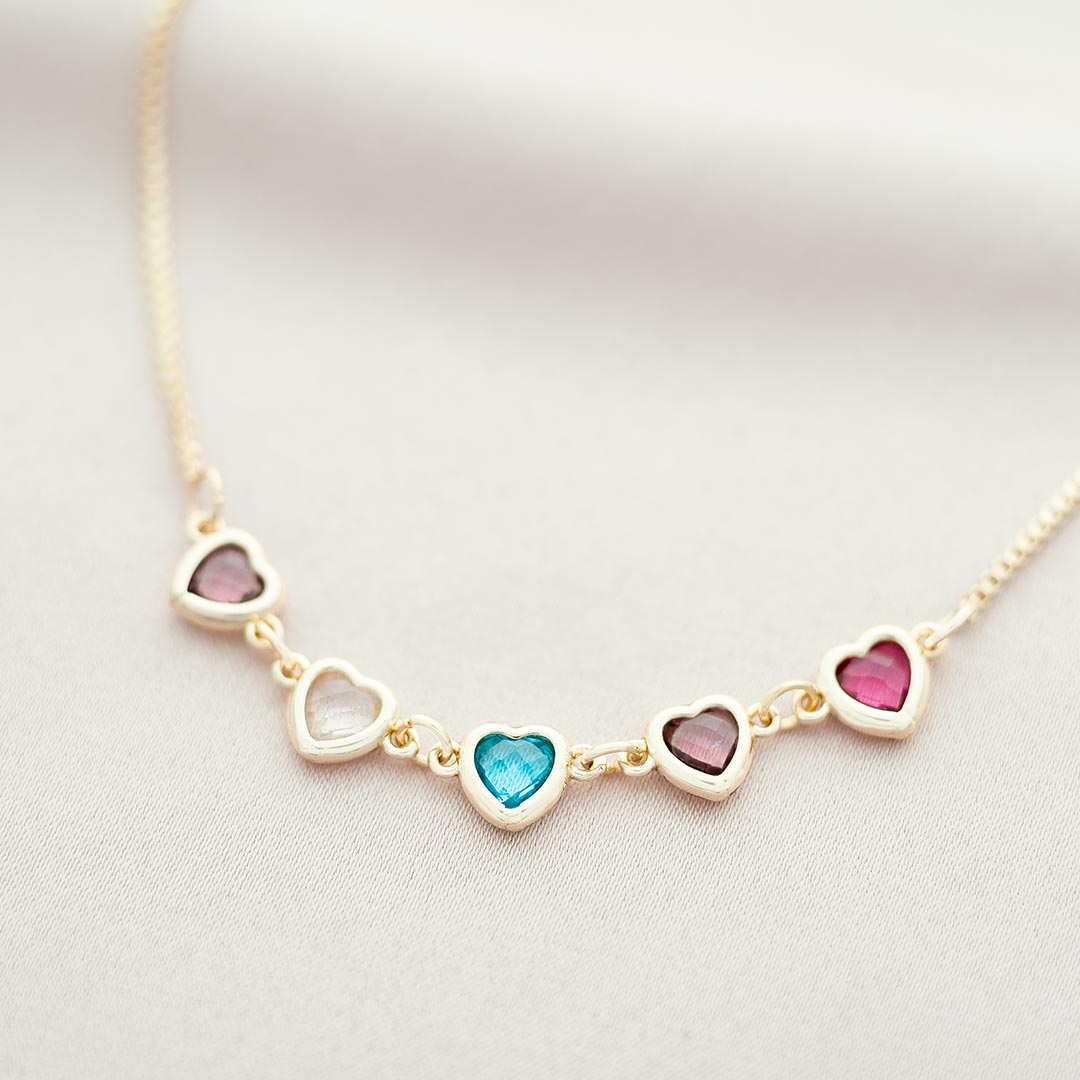 Create Your Own Family Heart Birthstone Personalised Bracelet