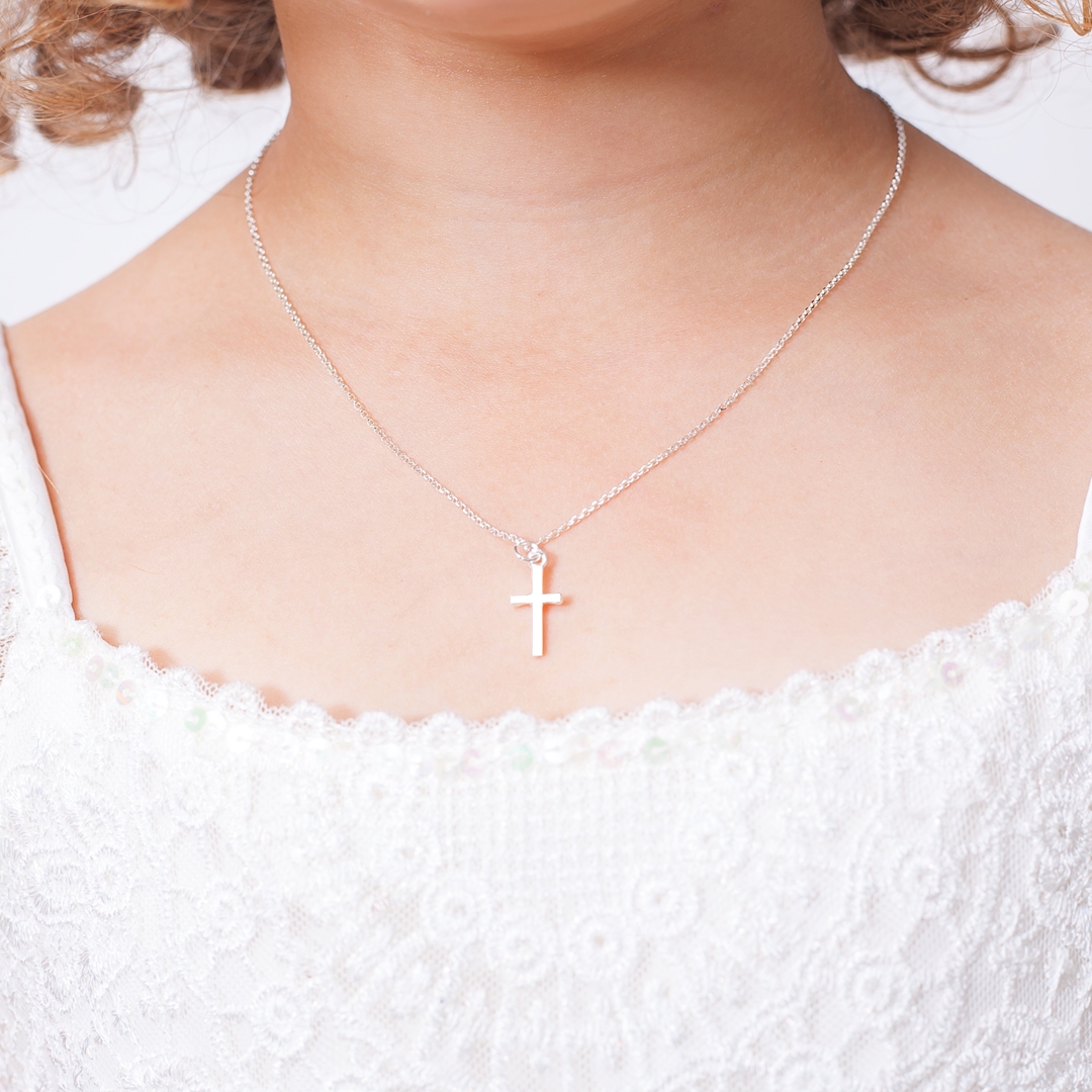 Mini Christening Cross Personalised Sterling Child's Necklace