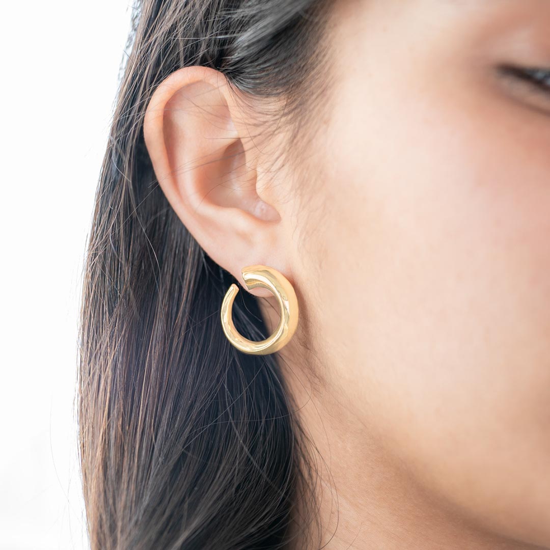 gold plated ring stud earrings
