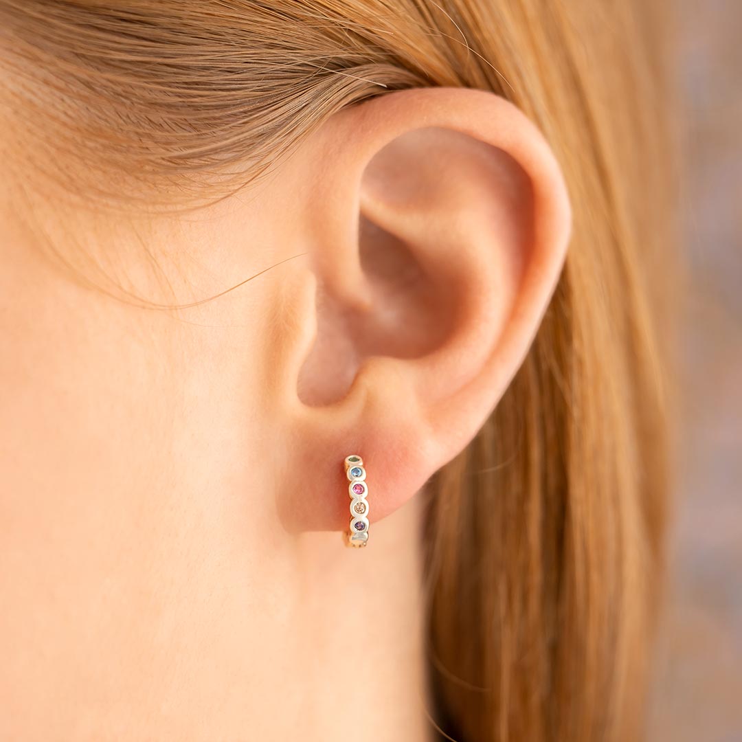 Delicate Crystal Personalised Huggie Hoop Earrings