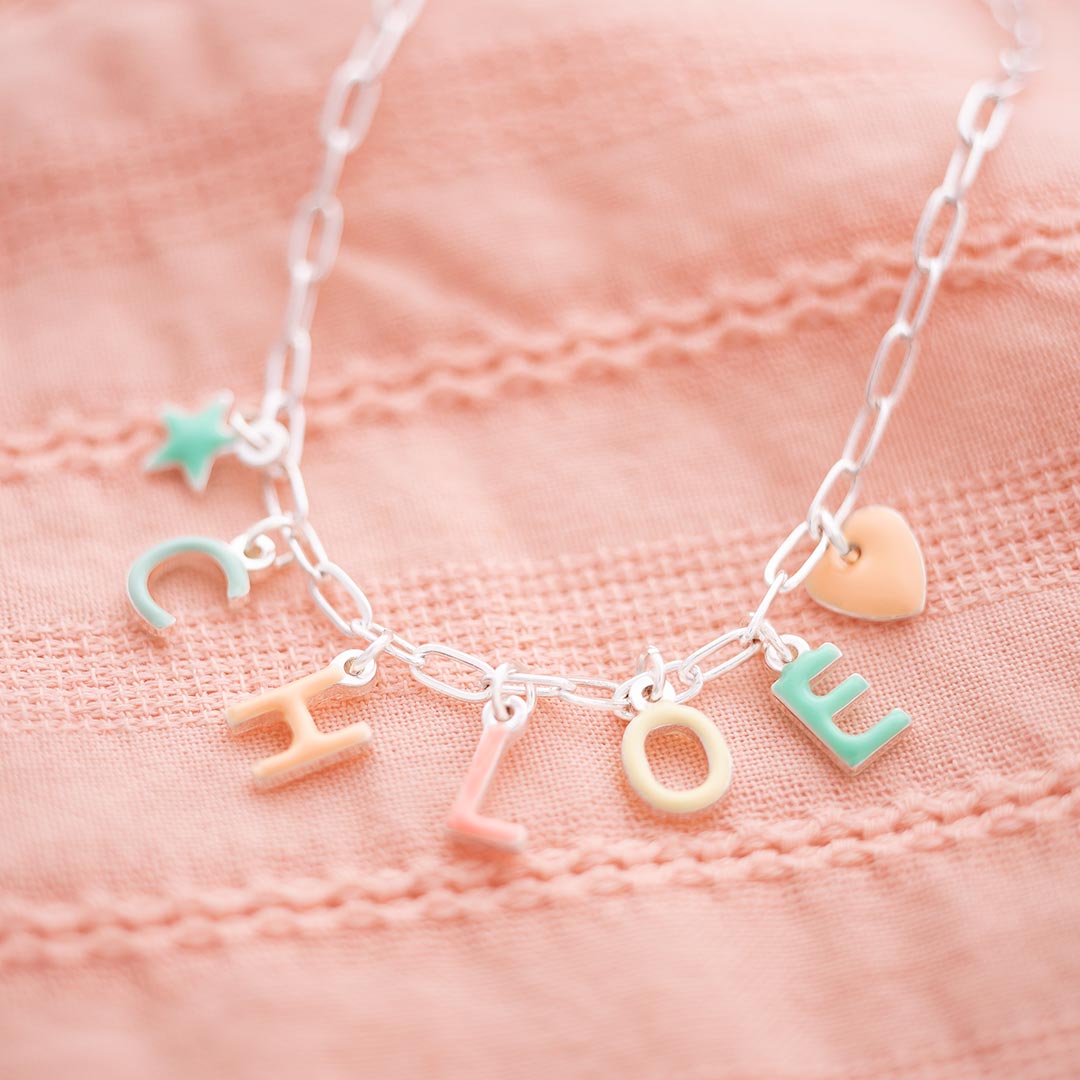 Enamel Letter Charm Personalised Necklace