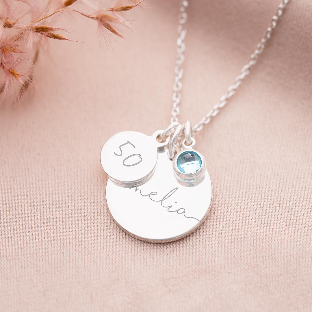 silver plated 50th esme birthday necklace