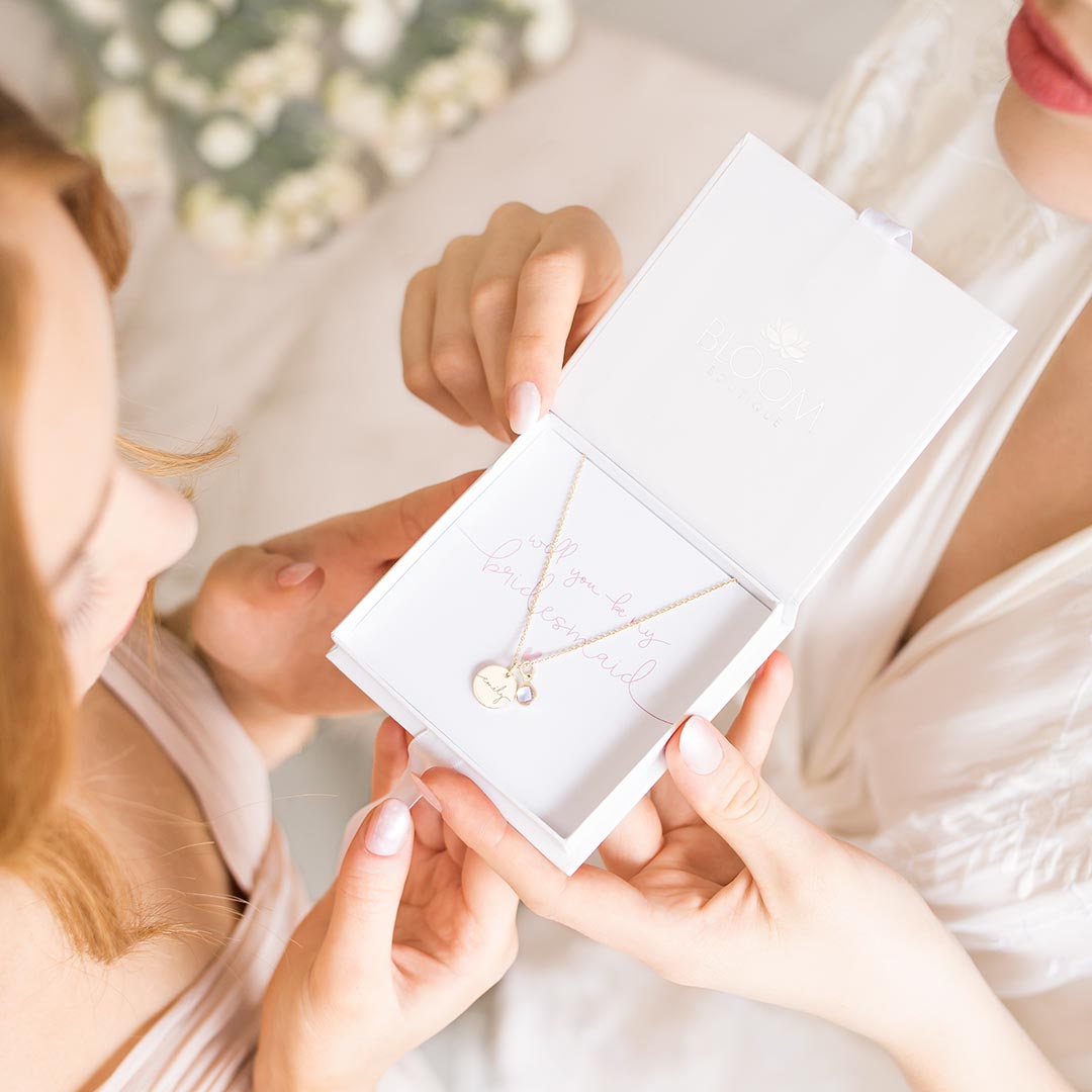 Esme Initial Birthstone Personalised Necklace Wedding Gift Set