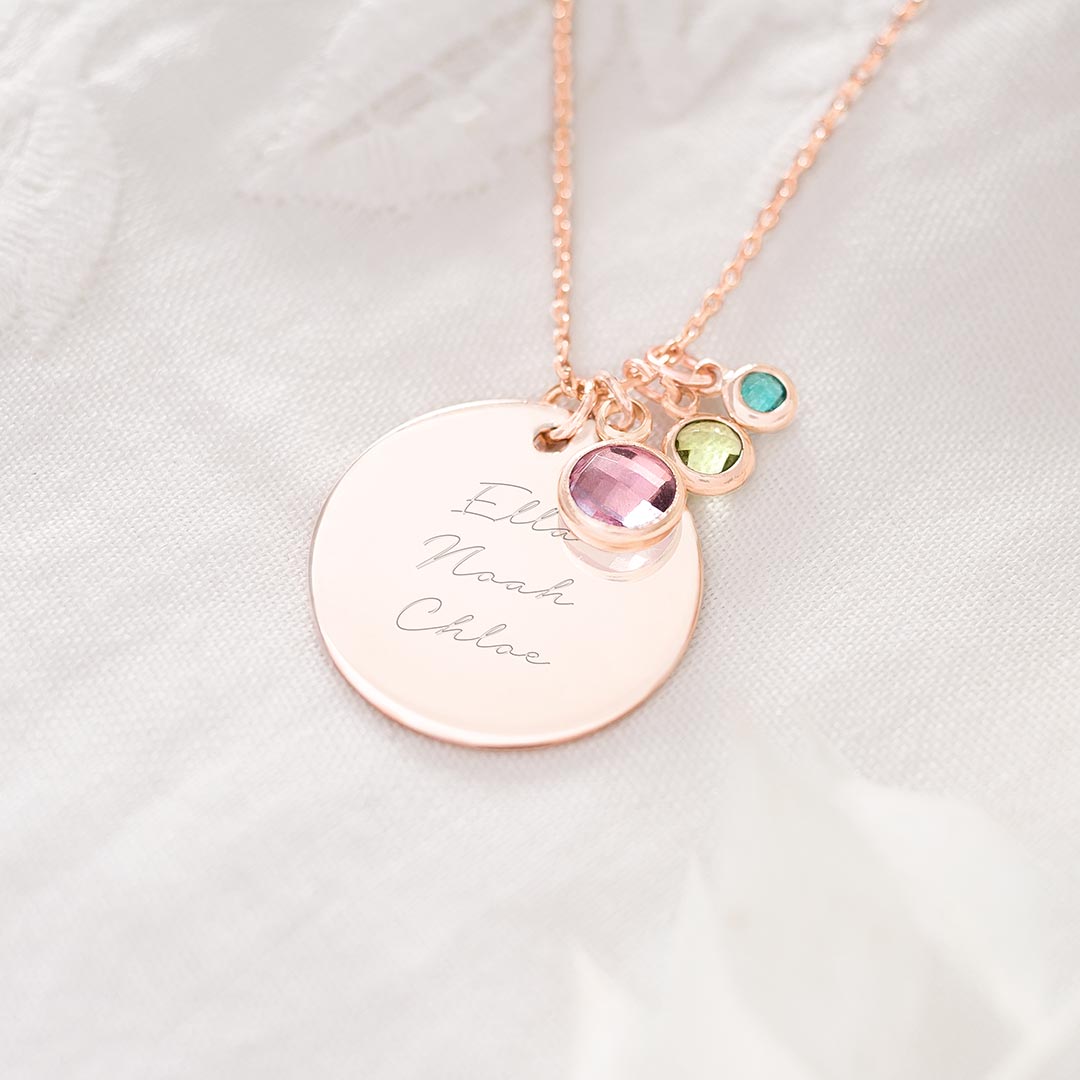 Family Birthstone Personalised Name Necklace