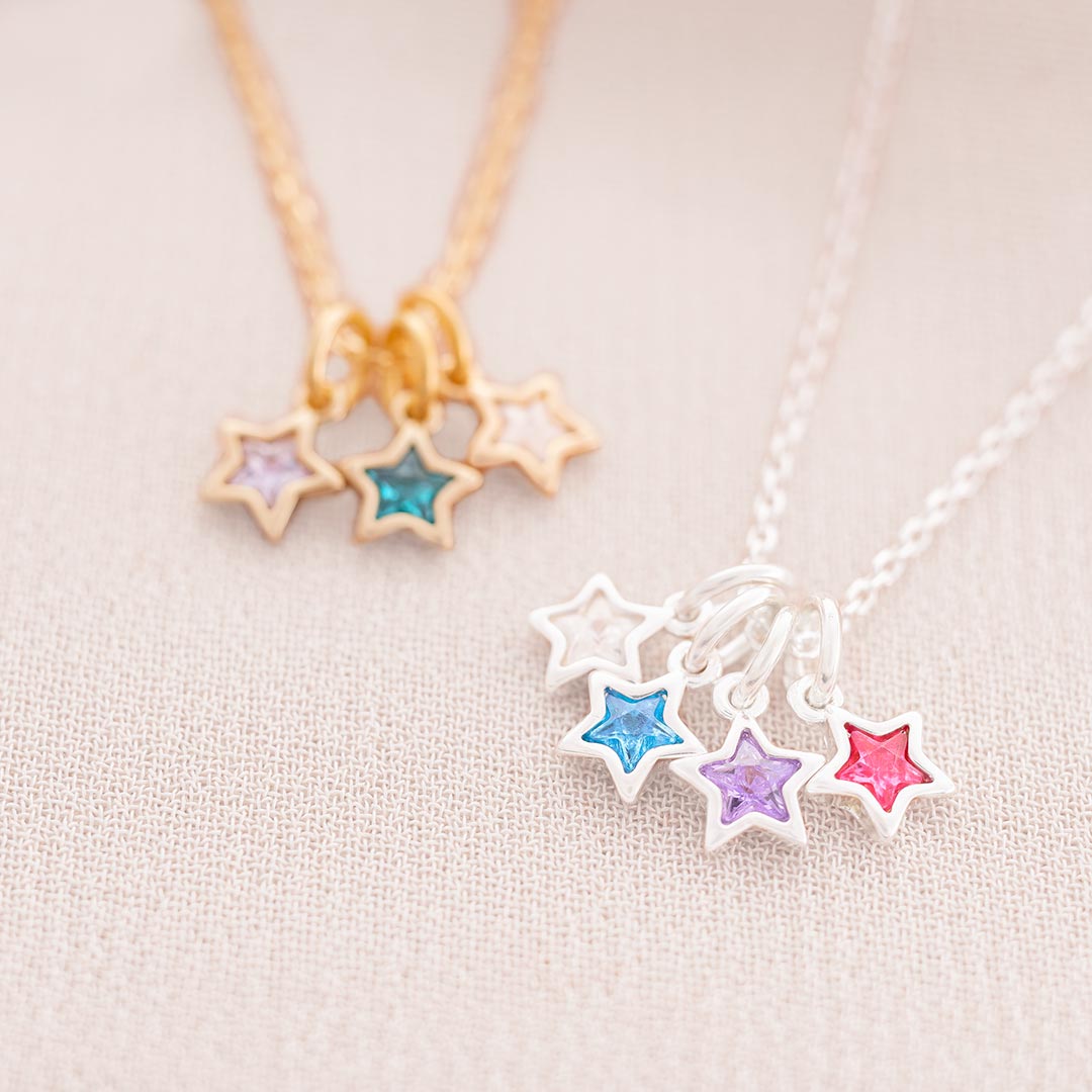 Family Micro Star Birthstone Personalised Necklace