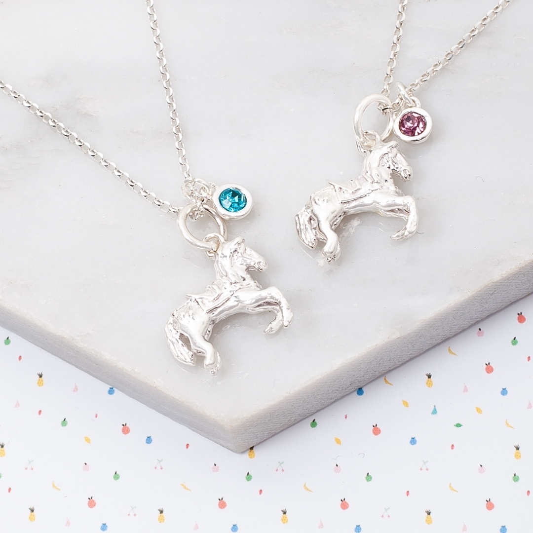 Mini Sterling Silver Pony Charm Kids Necklace