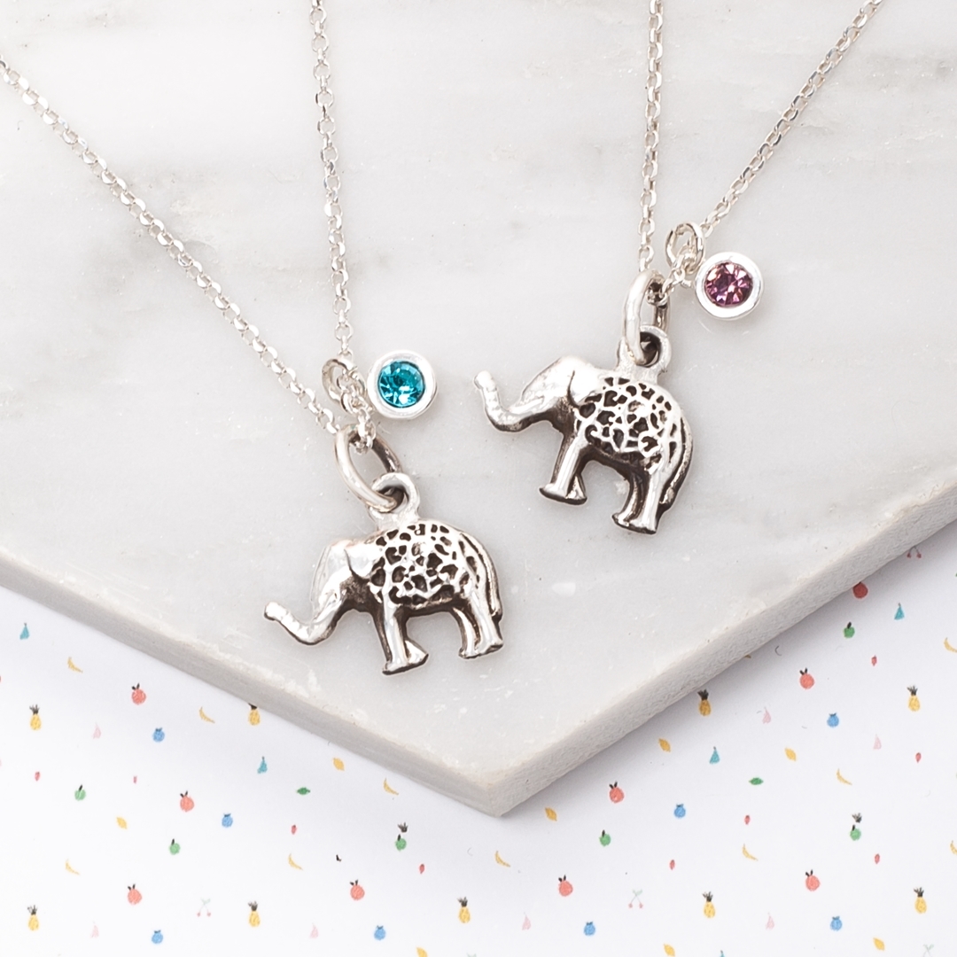 Mini Sterling Silver Elephant Charm Personalised Kids Necklace