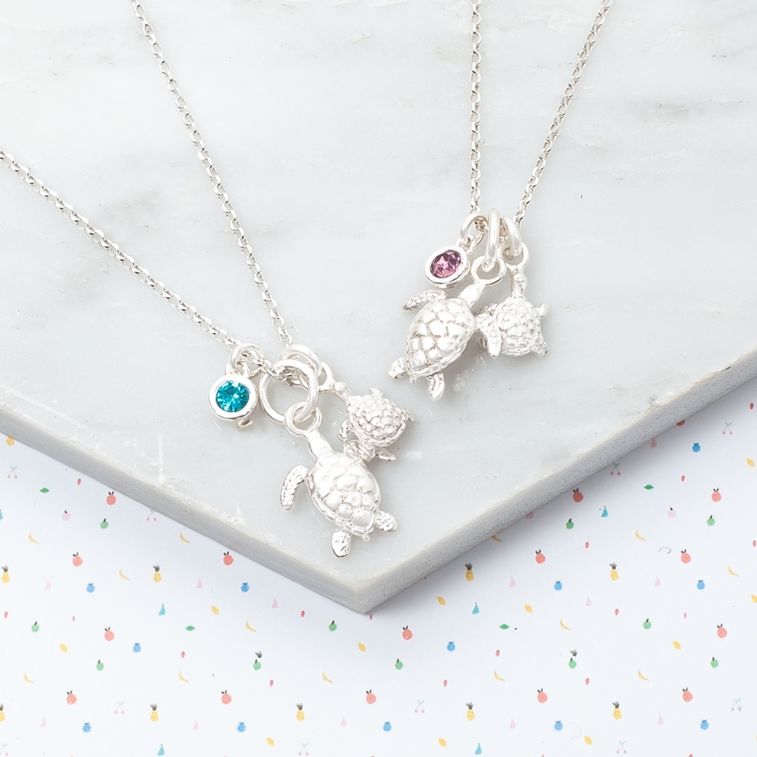 Mini Sterling Silver Turtle Charm Personalised Kids Necklace