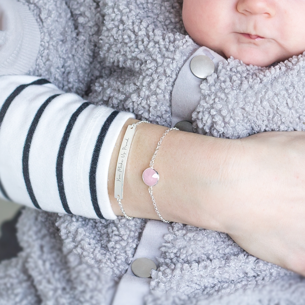 Alexa Personalised Birthstone And Bar Bracelet Set