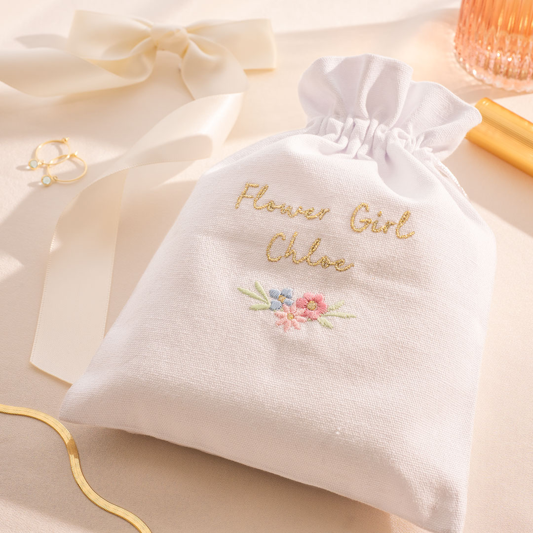 Personalised Flower Girl Cotton Gift Pouch
