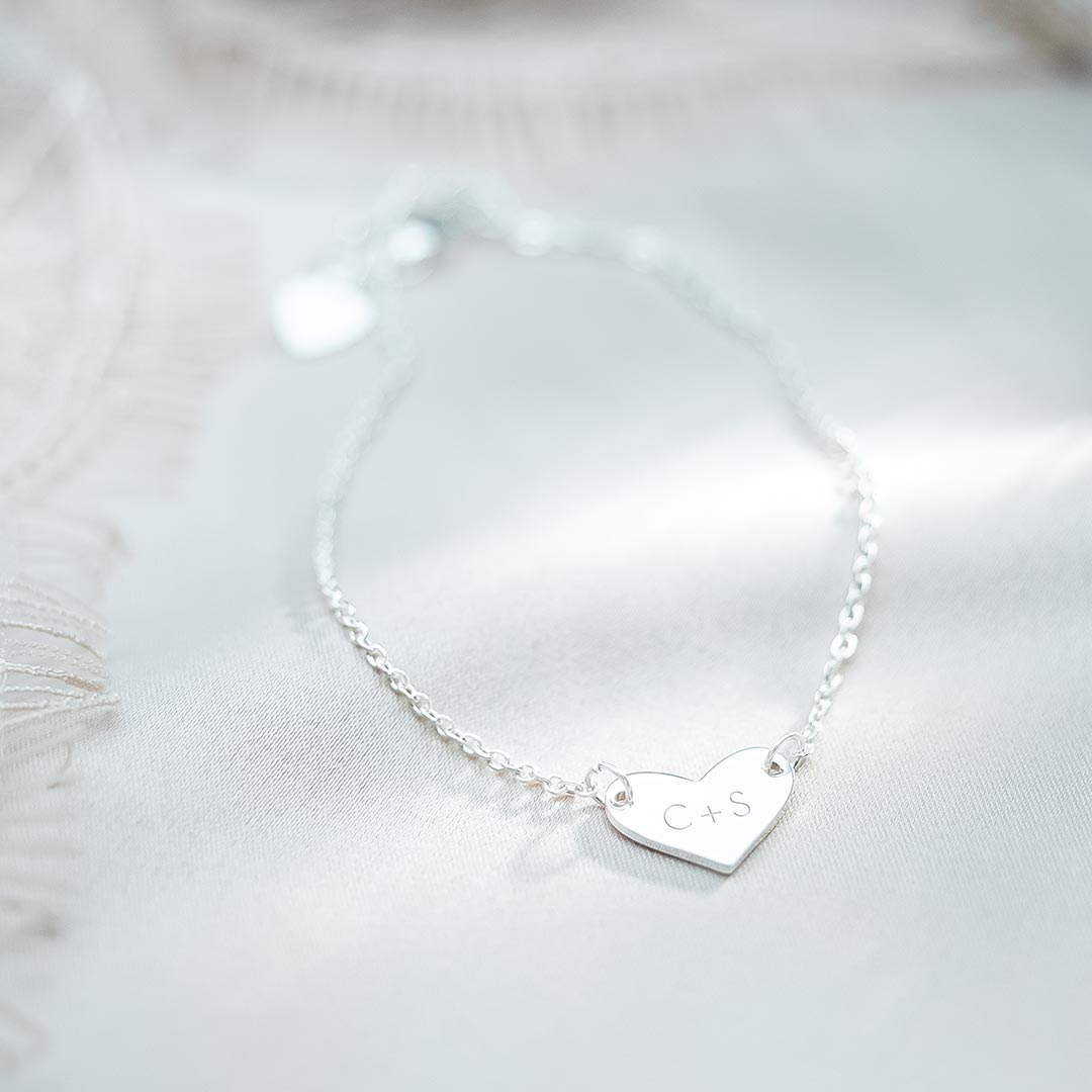 Sterling Silver Friendship Heart Personalised Bracelet