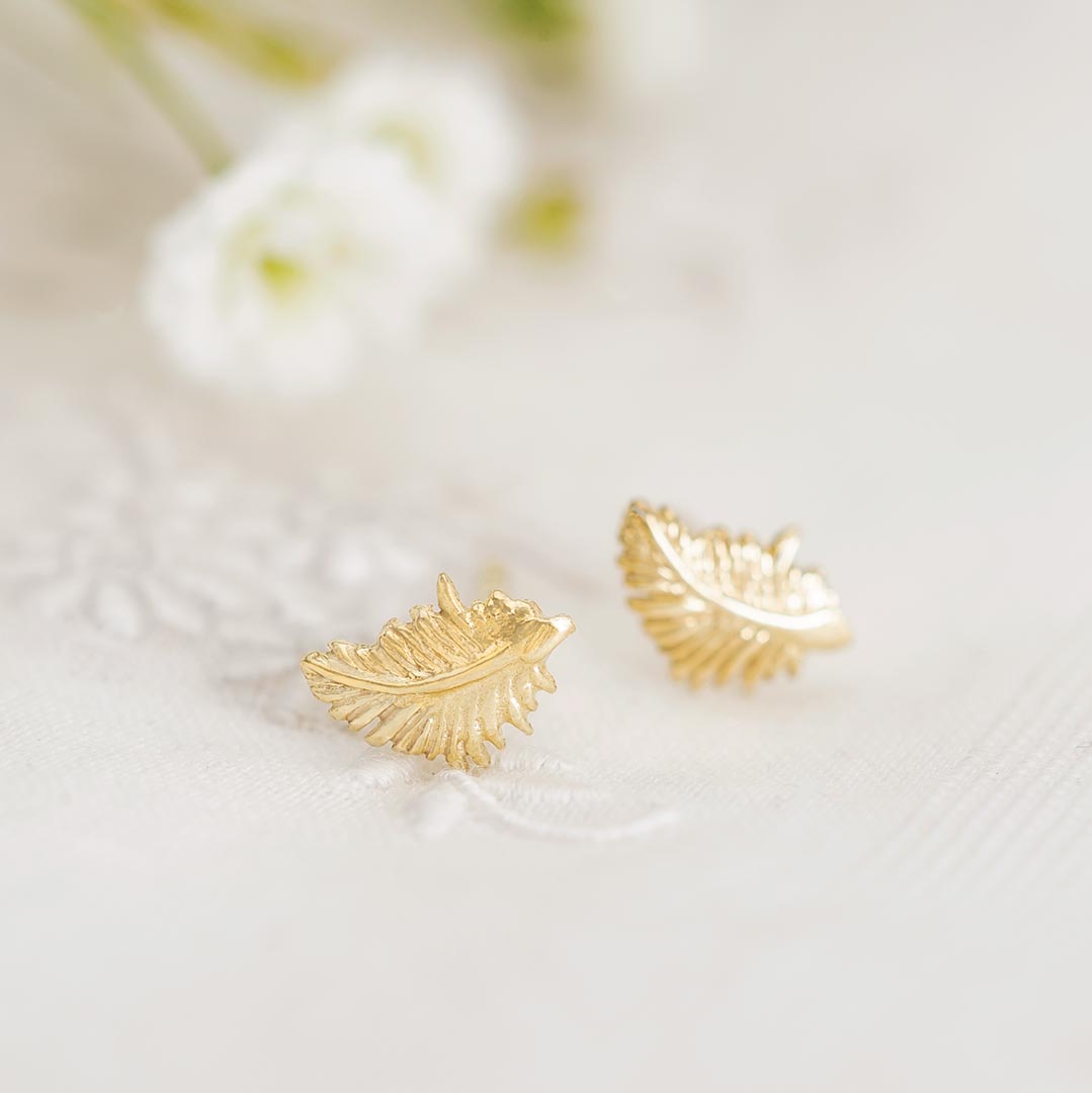 Gold Plated Sterling Silver Leaf Stud Earrings
