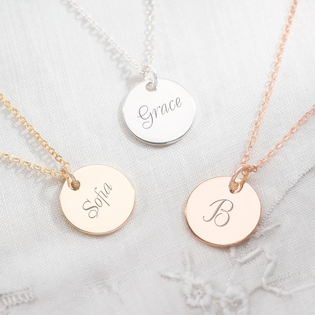 Grace Sterling Silver Disc Personalised Name Necklace