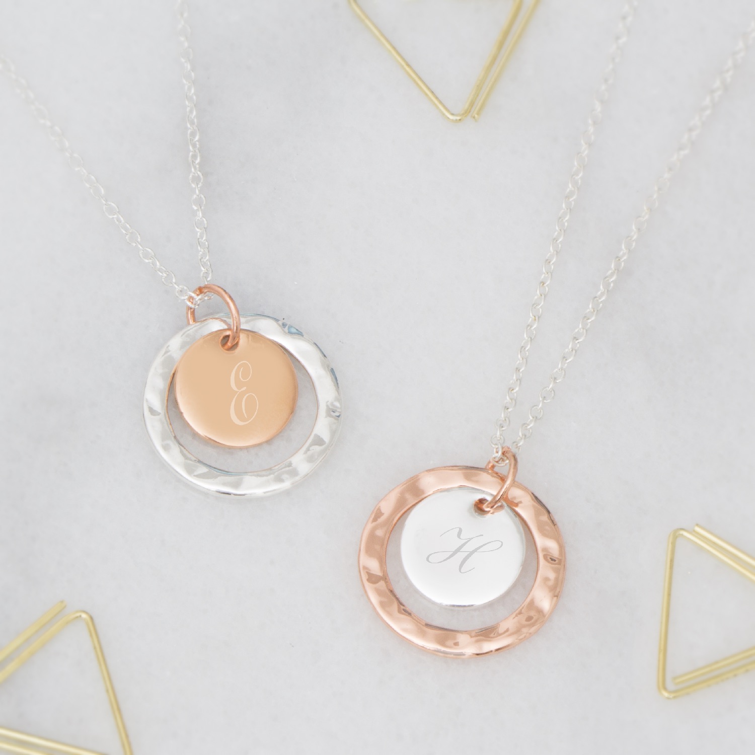 Personalised Halo Initial Disc Necklace 