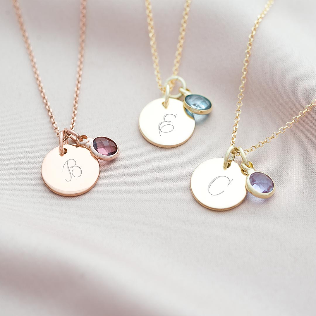 Initial and Birthstone Personalised Necklace Gift Set