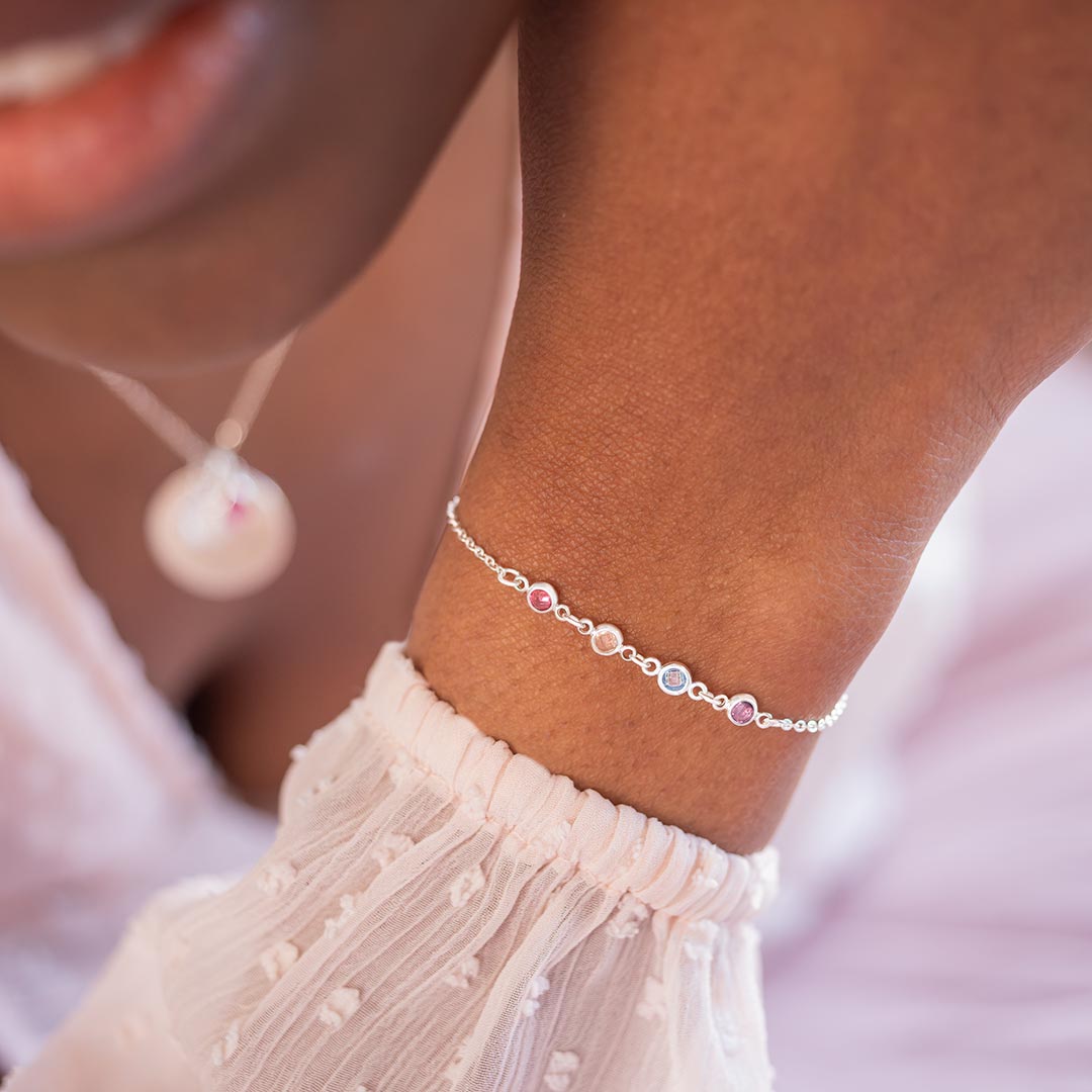 silver plated create your own personalised birthstone slider bracelet