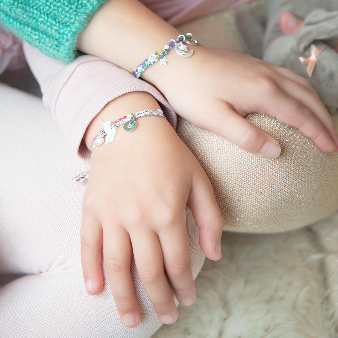 Mini Liberty Print Create Your Own Mother of Pearl Personalised Friendship Bracelet
